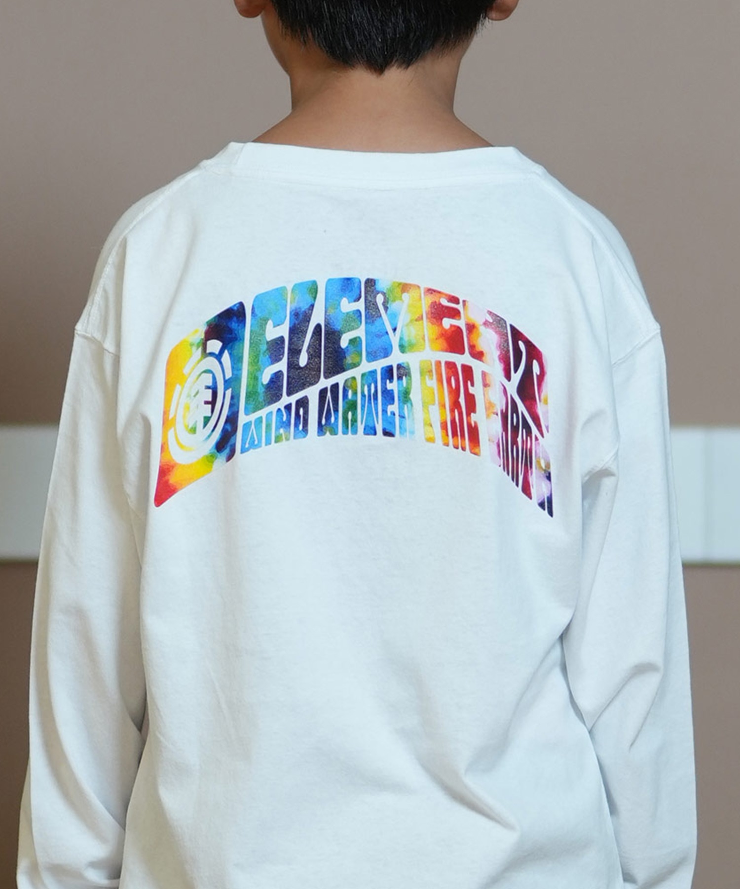 ELEMENT エレメント Tシャツ キッズ 長袖 ロンT タイダイ バックプリント BE026-061(WHT-130cm)