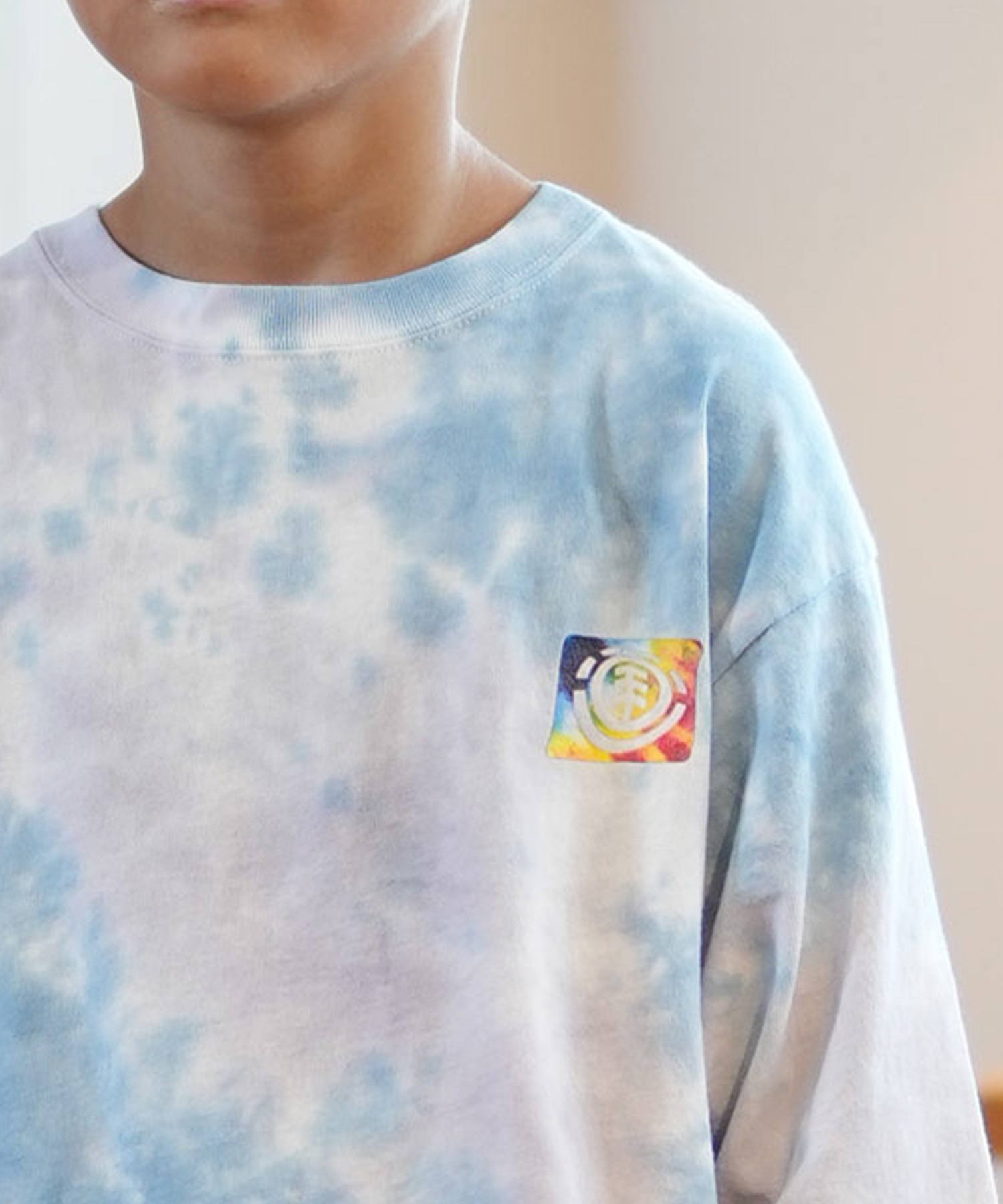 ELEMENT エレメント Tシャツ キッズ 長袖 ロンT タイダイ バックプリント BE026-061(WHT-130cm)