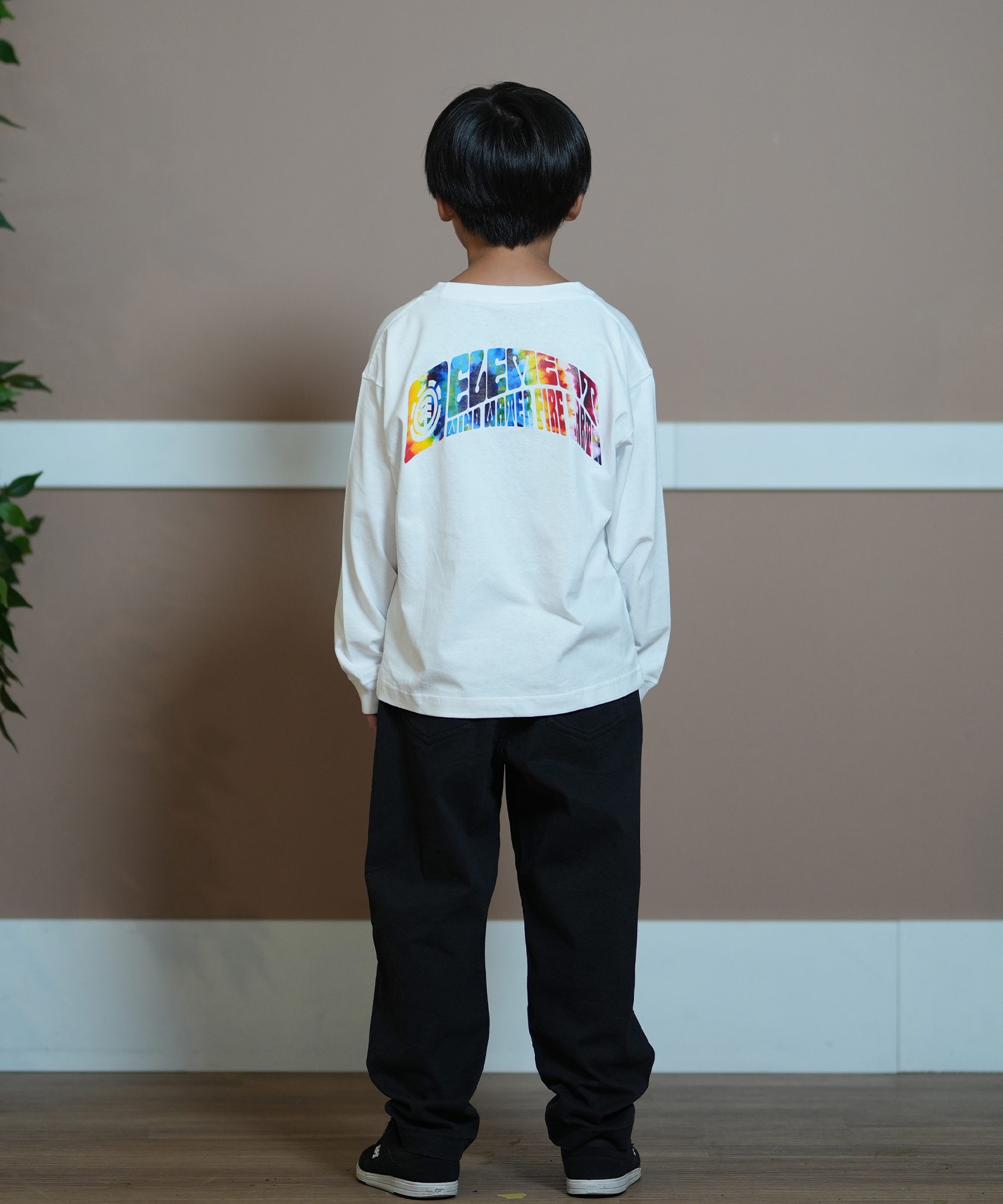 ELEMENT エレメント Tシャツ キッズ 長袖 ロンT タイダイ バックプリント BE026-061(WHT-130cm)