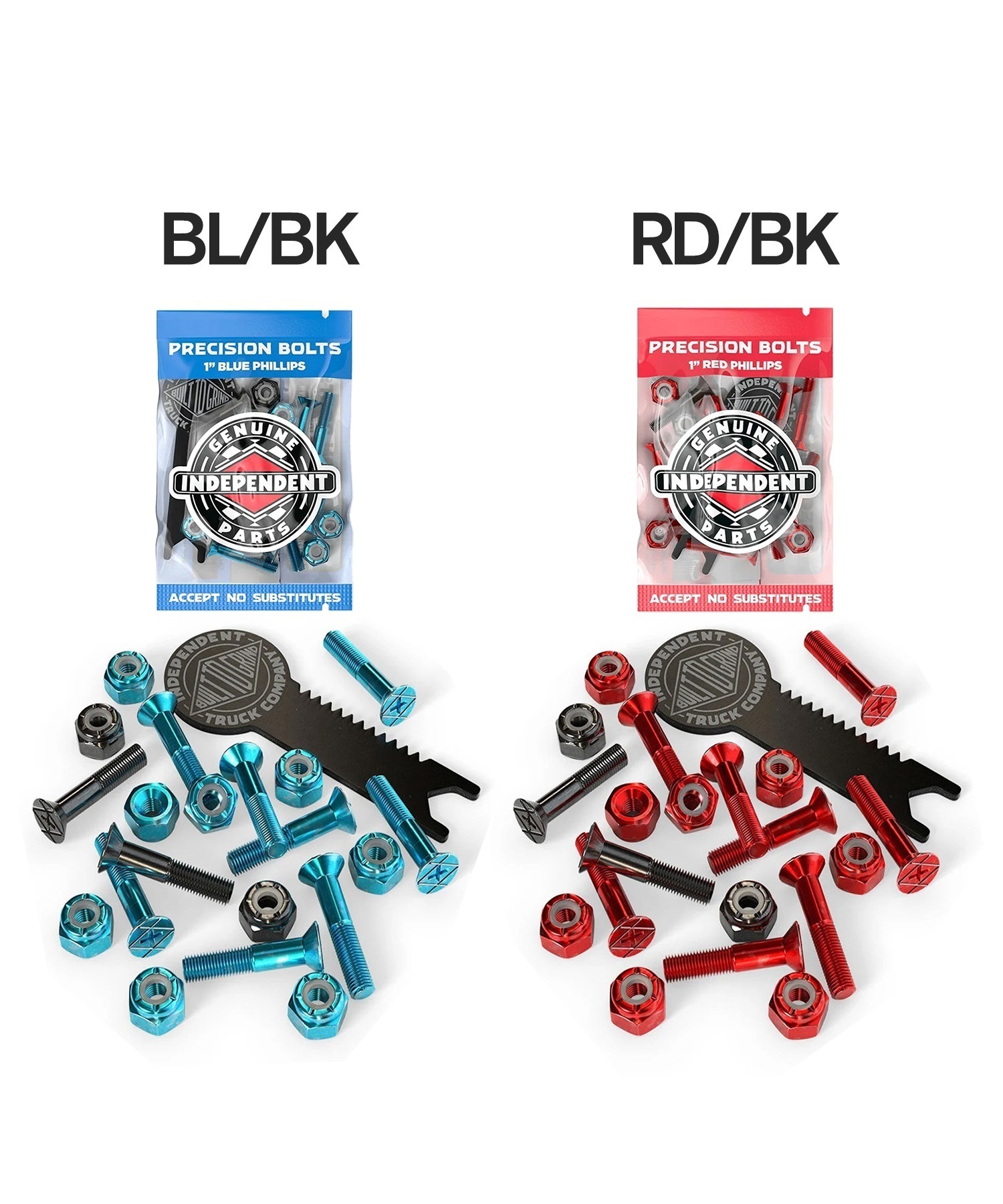 INDEPENDENT インディペンデント スケートボード パーツ ハードウェア TOOL付き 1"+ ムラサキスポーツ 初心者(BL/BK-1)