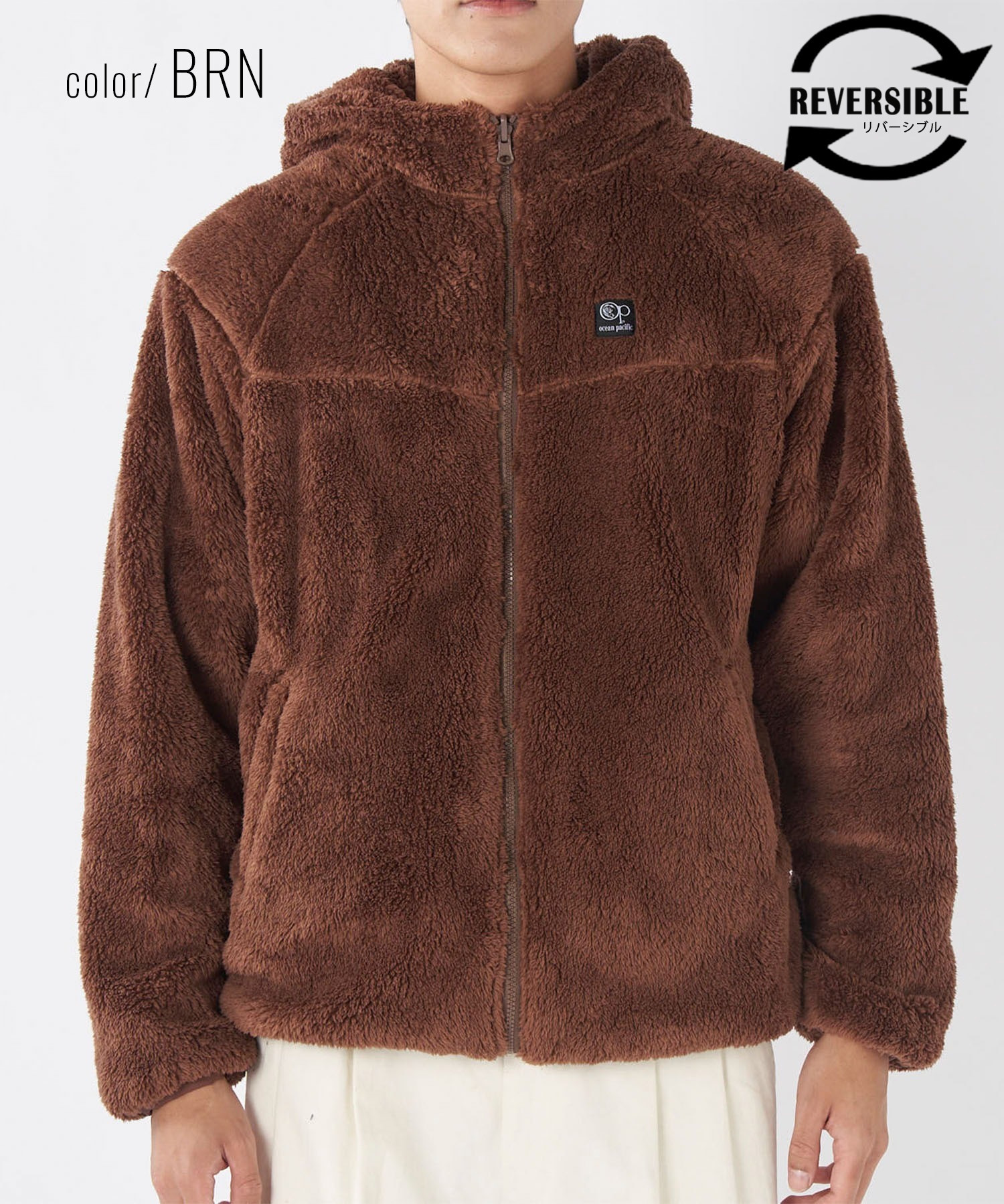 OP オーシャンパシフィック アウター メンズ リバーシブル ジャケット 2WAY ボアフリース オーバーサイズ 534207(BRN-M)
