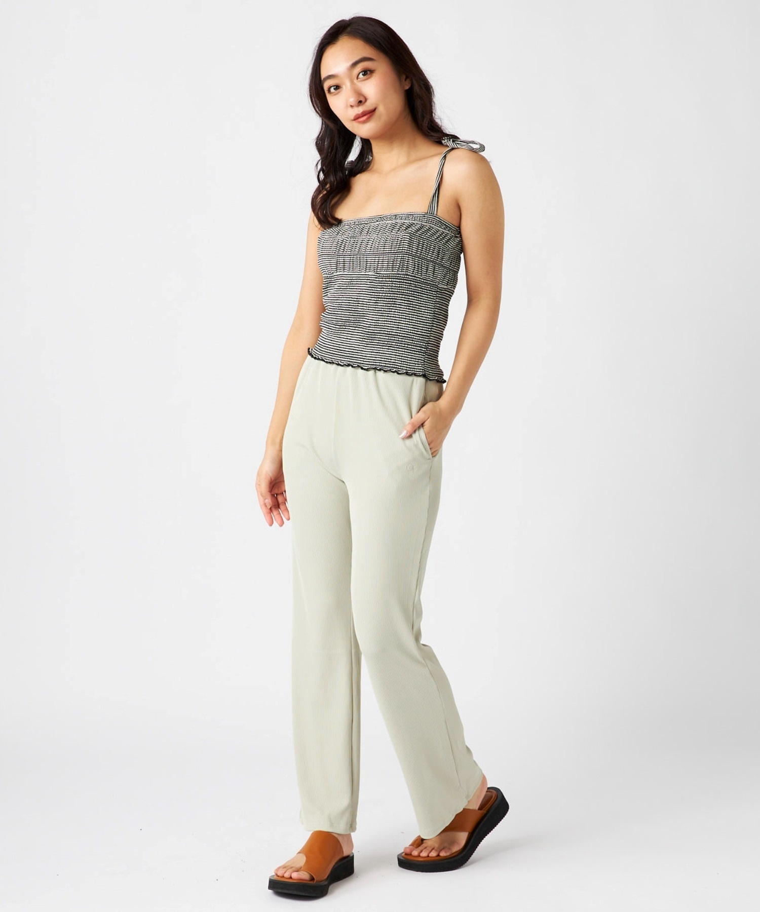 OP オーシャンパシフィック リブ ロングパンツ レディース 水着