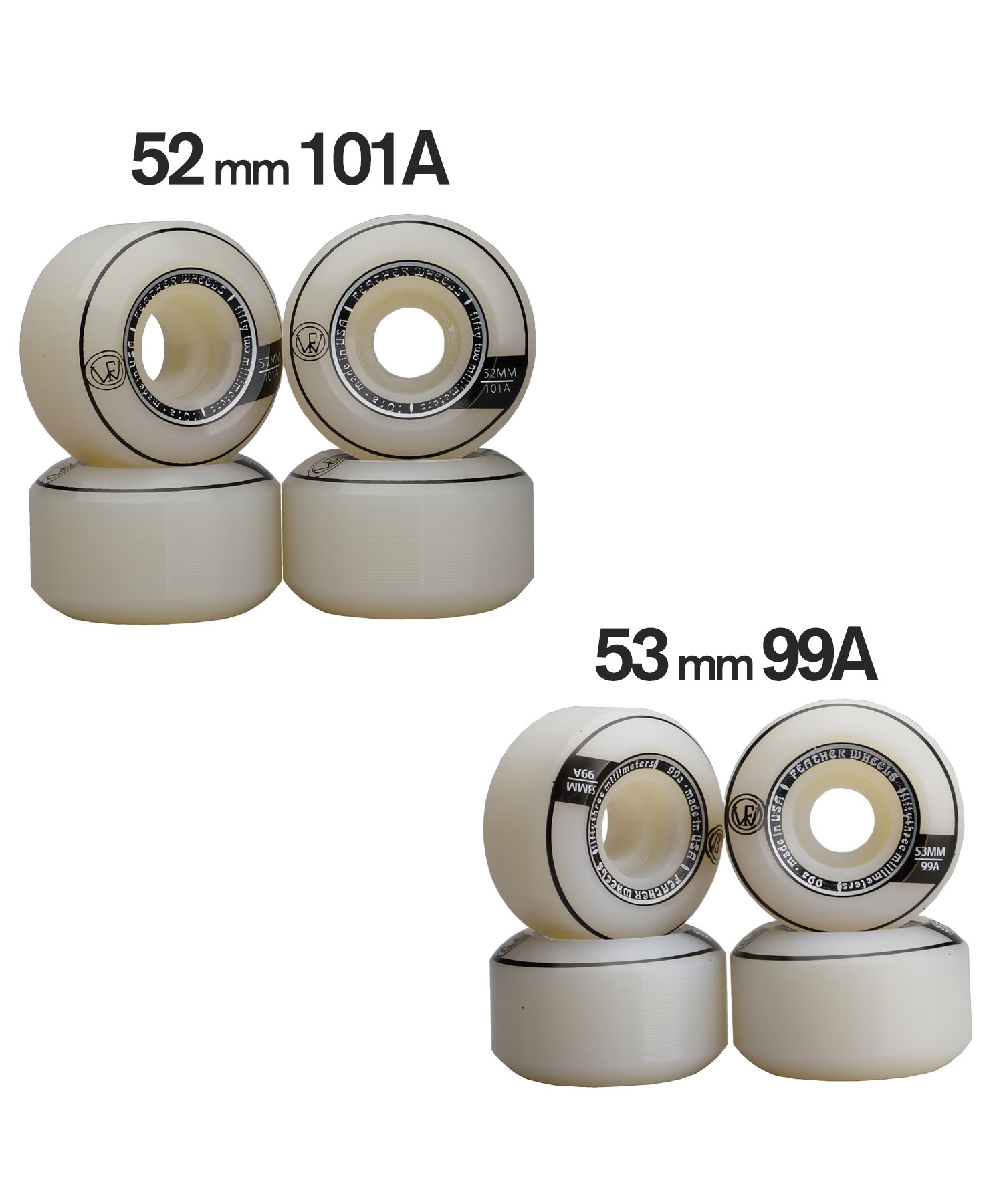 Feather Wheel フェザーウィール スケートボード ウィール 52.53ｍｍ CONICAL ムラサキスポーツ(WT/SV-52)