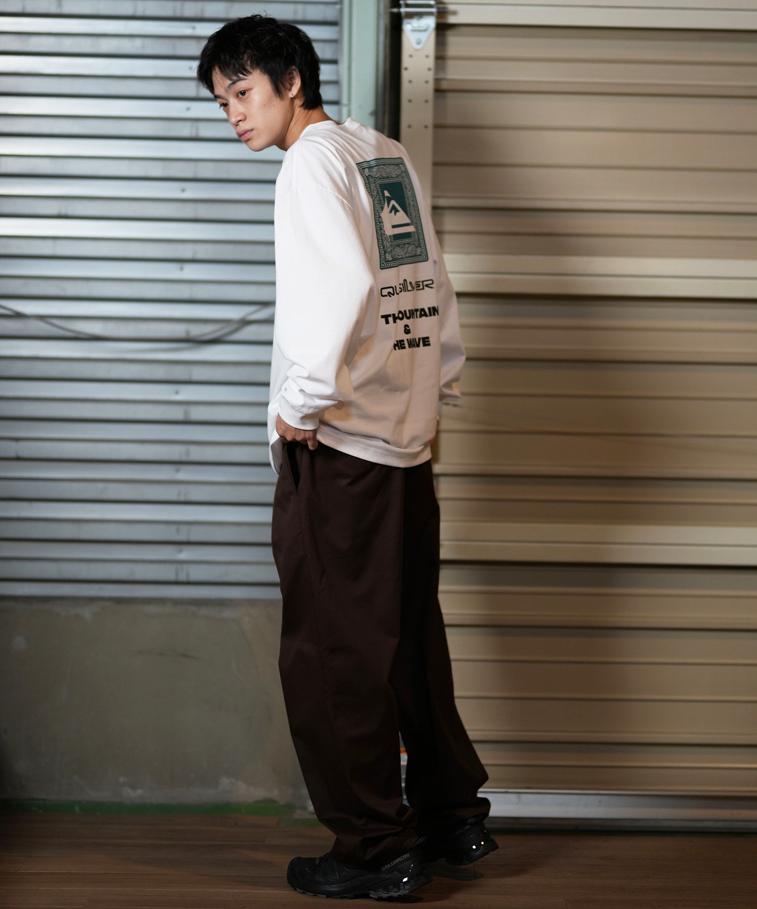 QUIKSILVER 00's 希少ジャーガード織り ロングスリーブ カットソー