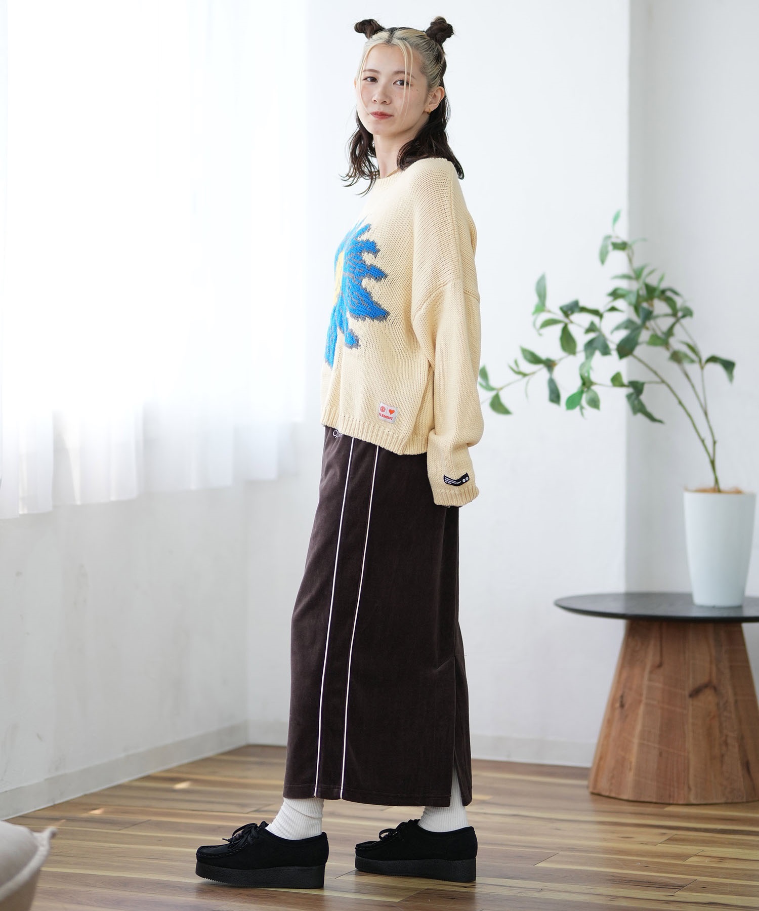 muveil × converse 】 ハート ベージュ プリーツ スカート