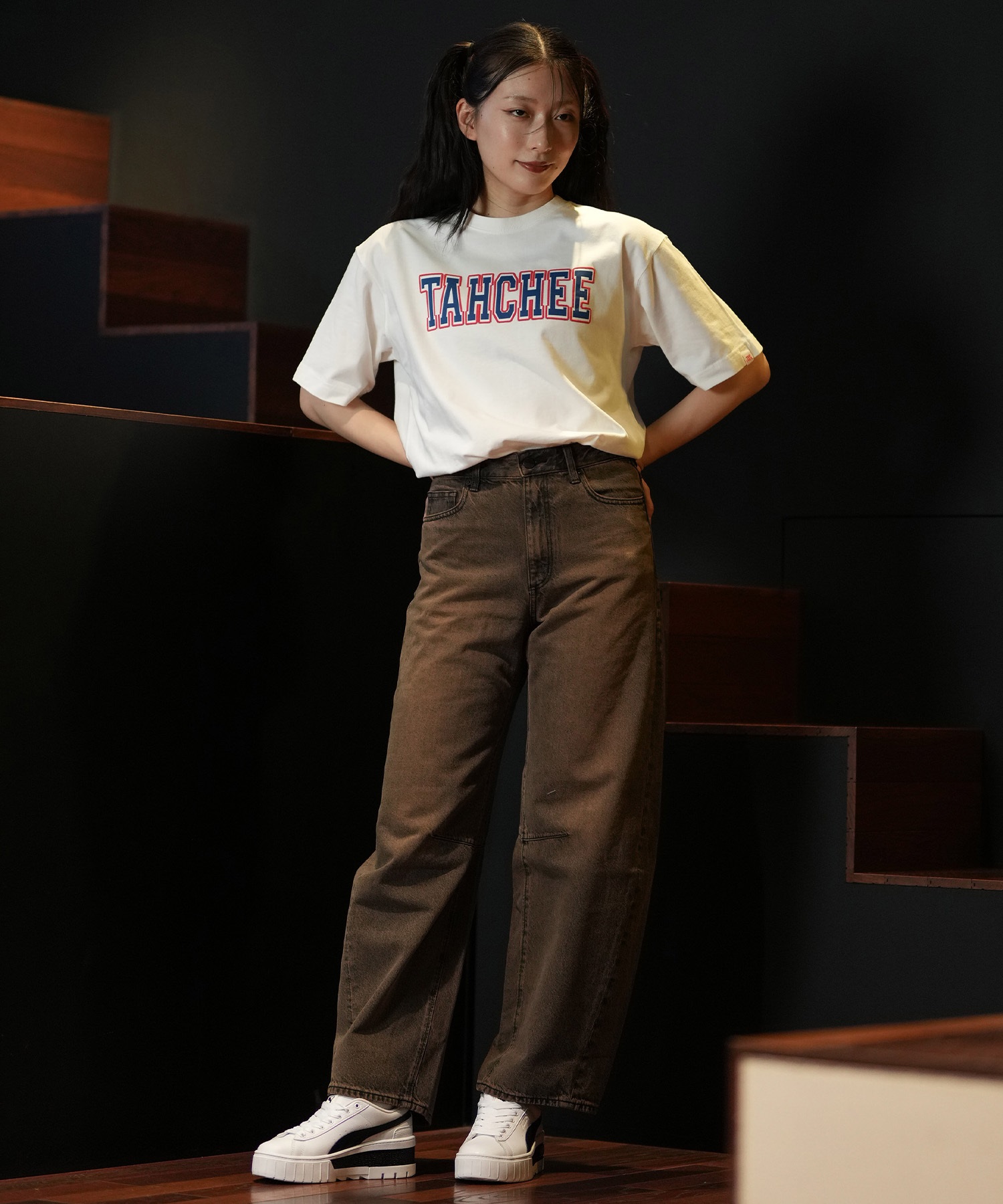 TAHCHEE ターチー 半袖 Tシャツ レディース カレッジロゴ