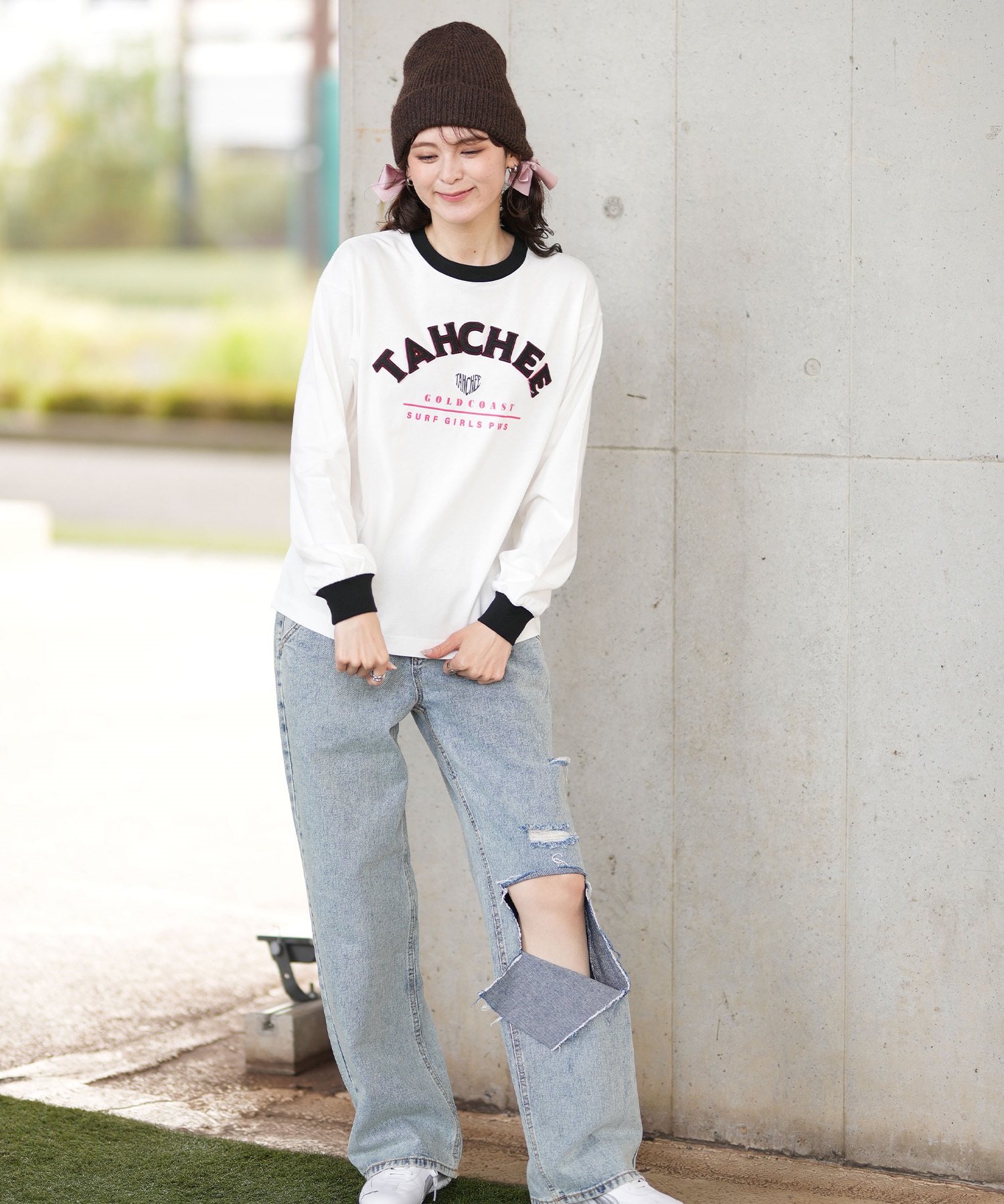 TAHCHEE ターチー 長袖 Tシャツ レディース ロンT リンガー