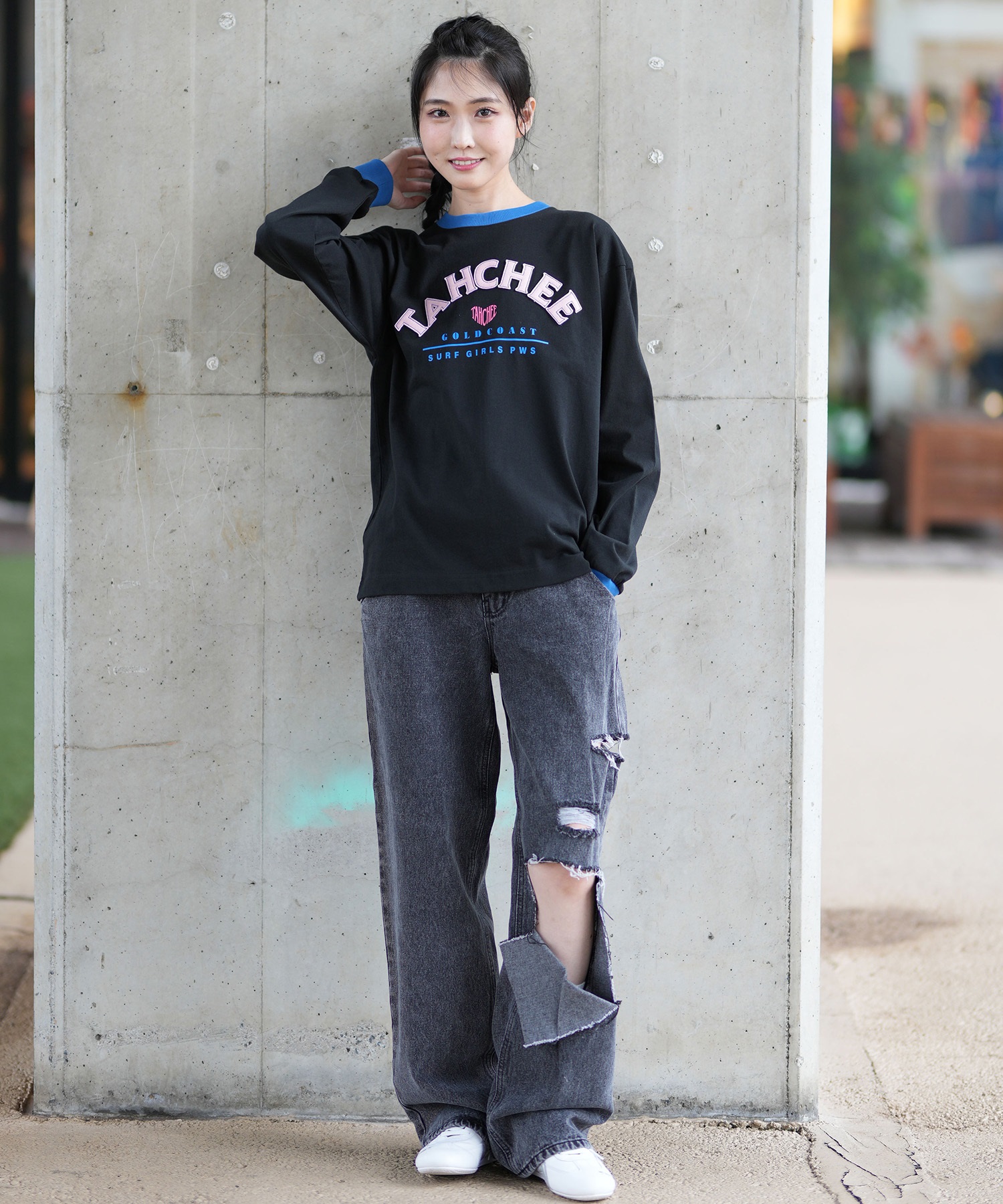 TAHCHEE ターチー 長袖 Tシャツ レディース ロンT リンガーシャツ バックプリント TC240701-02 ムラサキスポーツ限定 TAHCHEE ターチー 長袖 Tシャツ レディース ロンT リンガー