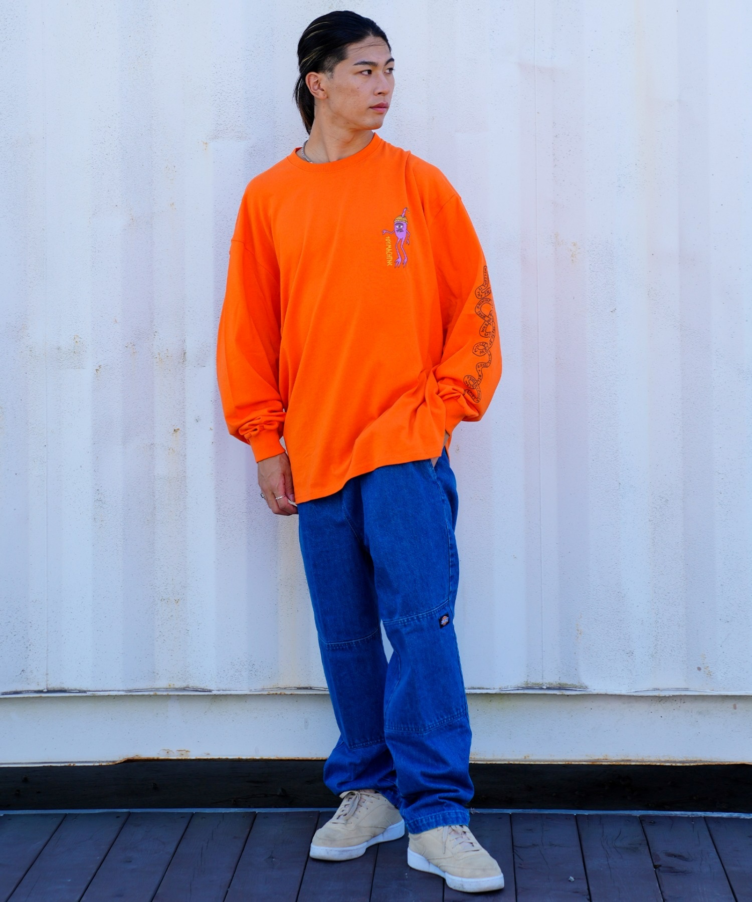 80s dickies ディッキーズ プリントネルシャツ L レッド