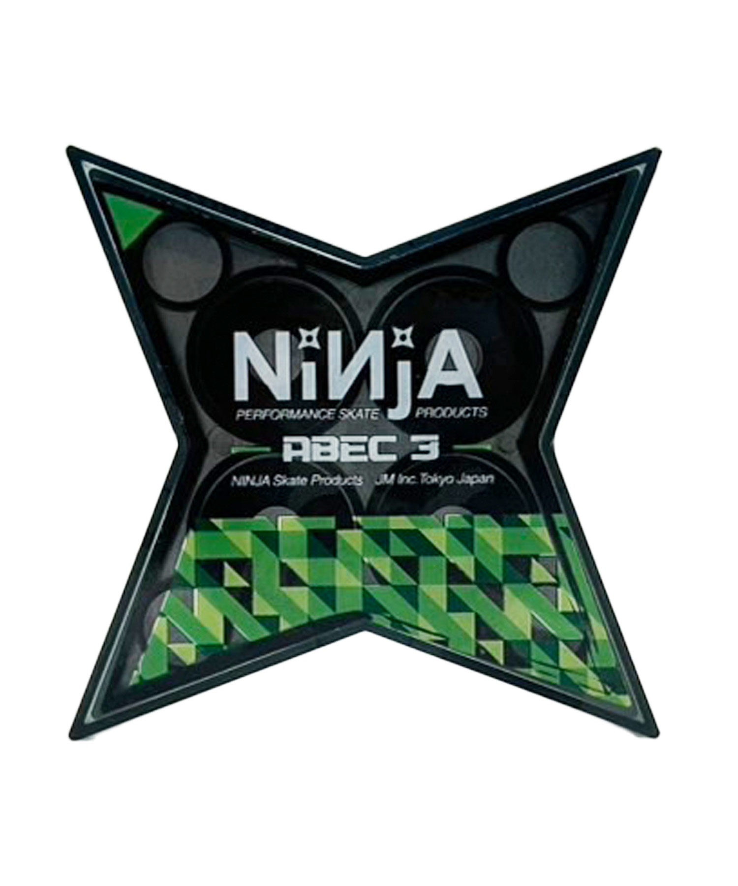 NINJA ニンジャ スケートボード パーツ ベアリング ABEC3 スター OIL ムラサキスポーツ(GRN-ONE)