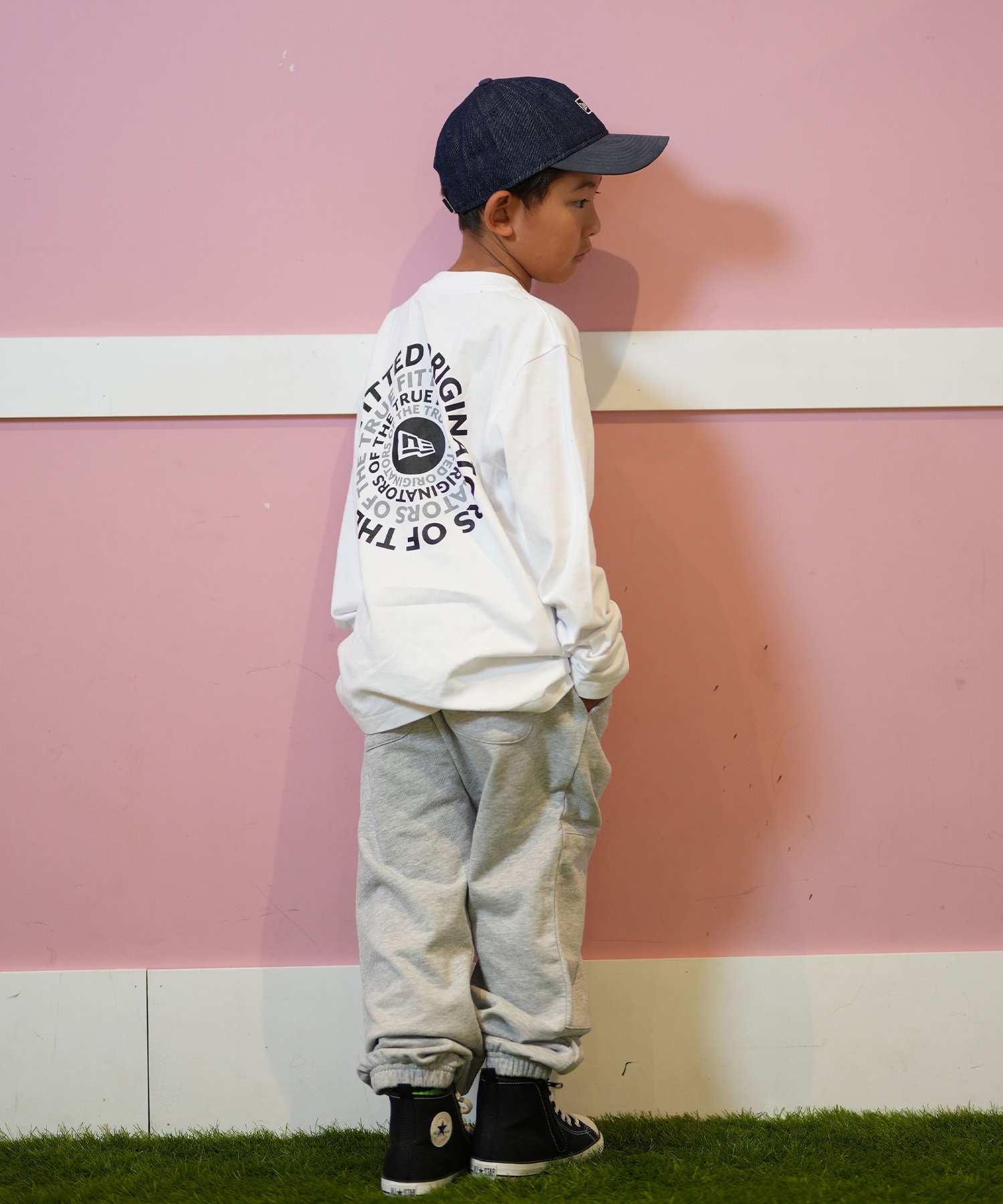 NEW ERA ニューエラ 長袖 Tシャツ キッズ ロンT バックプリント
