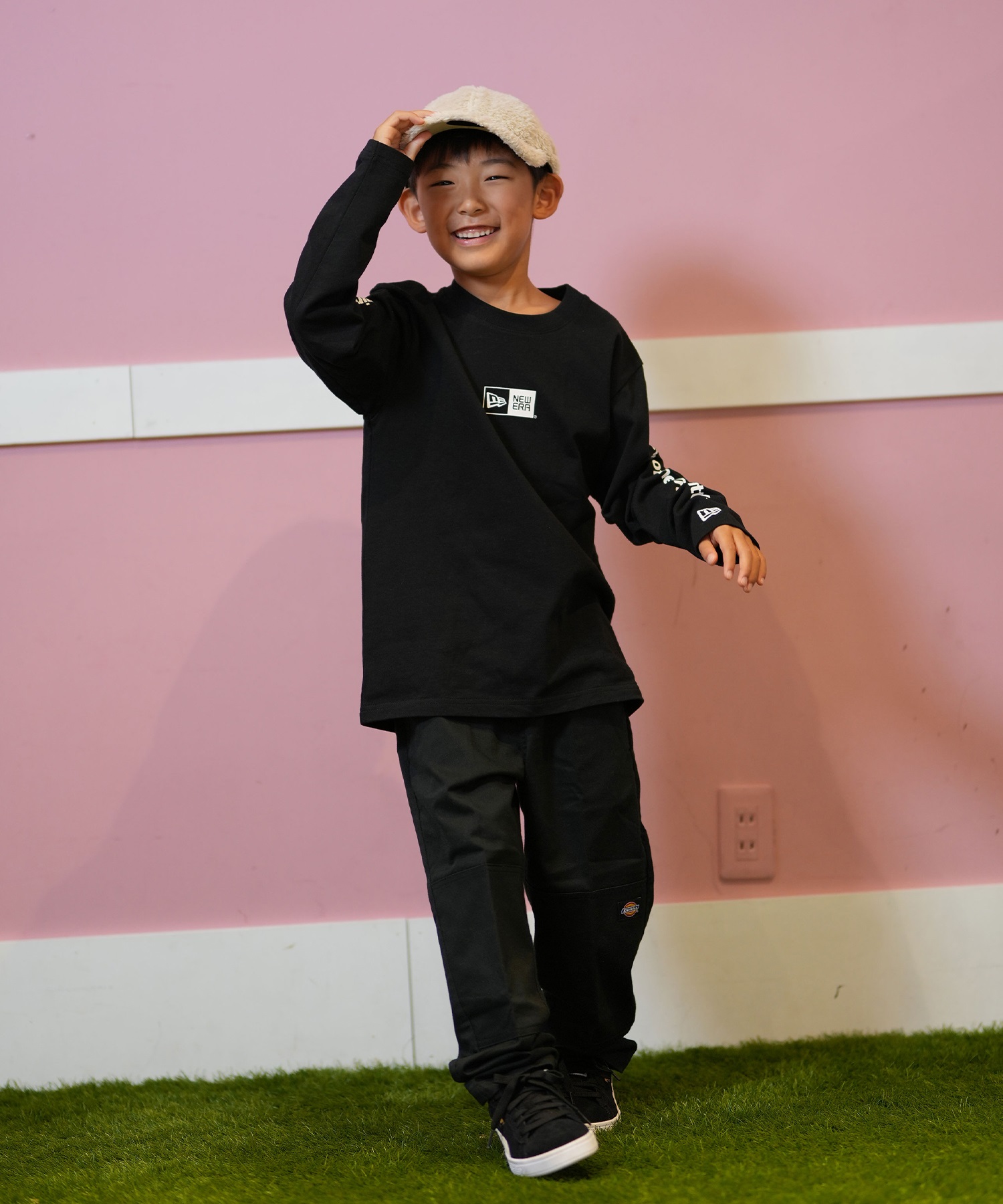 NEW ERA ニューエラ 長袖 Tシャツ キッズ ロンT 袖ロゴ Youth
