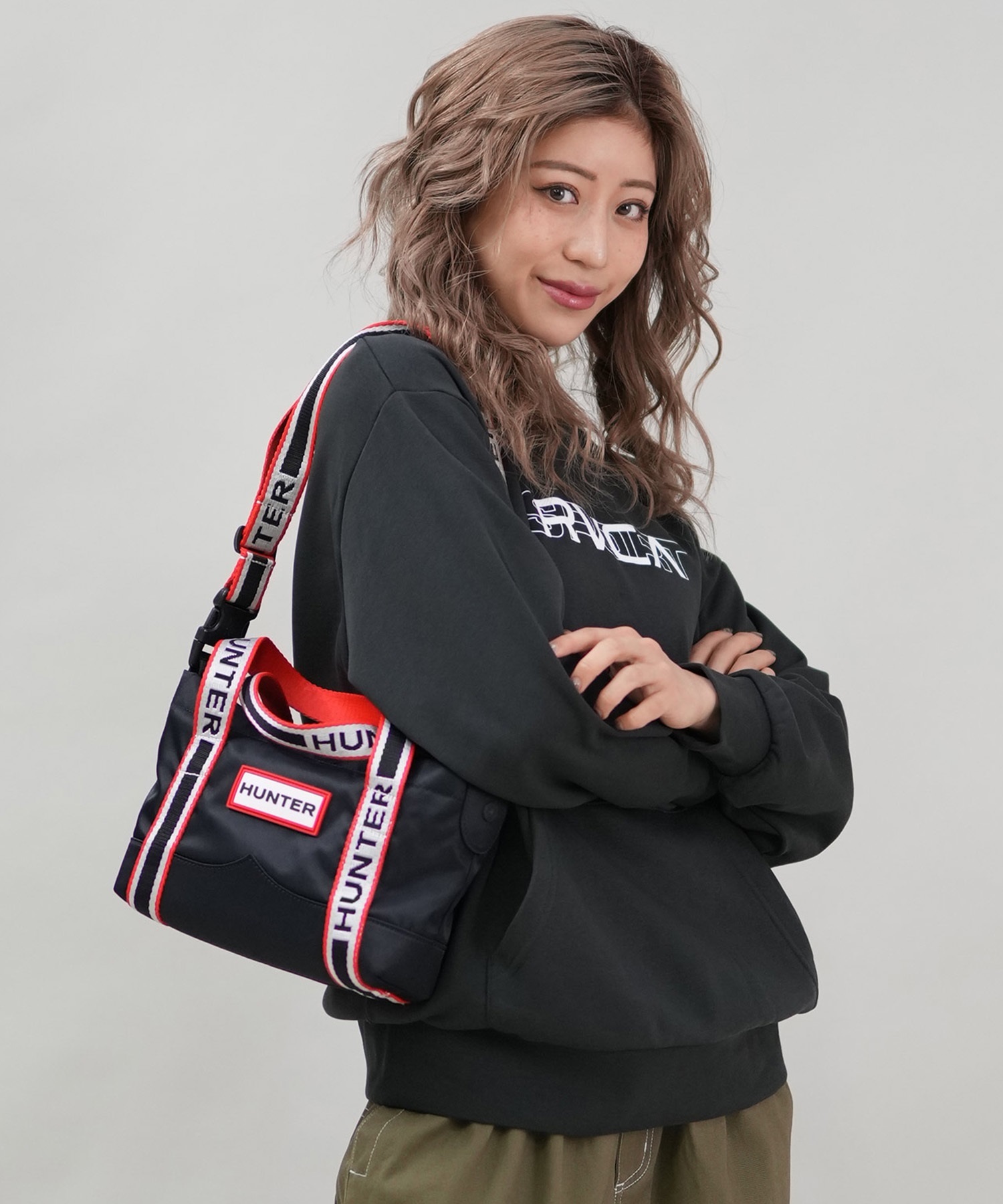 HUNTER ハンター トートバッグ ショルダーバッグ ナイロン ミニ トップ クリップ トート バッグ UBS1203KBM(BLK-FREE)
