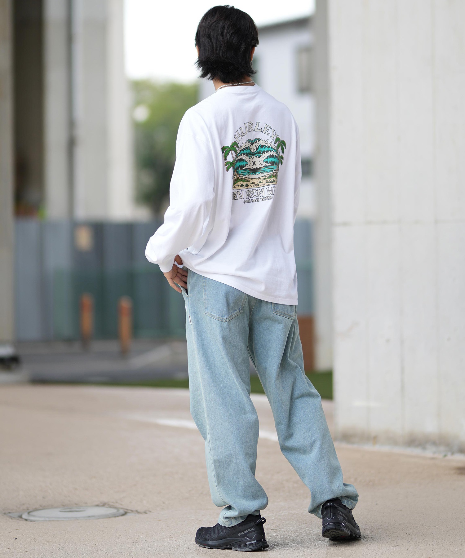 Hurley ハーレー 長袖 Tシャツ メンズ ロンT ヘビーウェイト バックプリント MCLS242027(OLV-M)