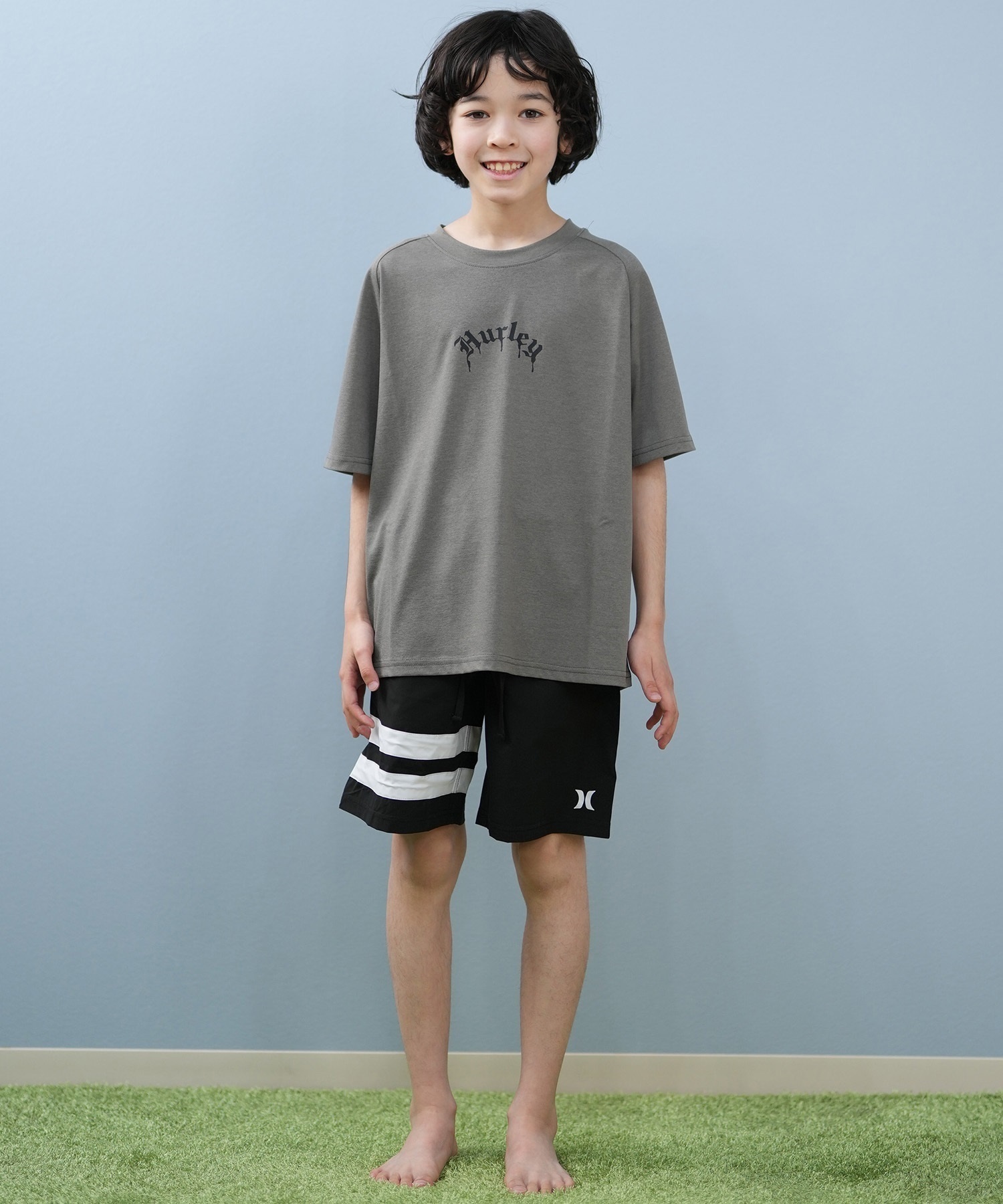 Hurley ハーレー 水着 海パン トランクス サーフパンツ キッズ ジュニア 子供 ロゴ シンプル BBS2200001(BLK1-130cm)