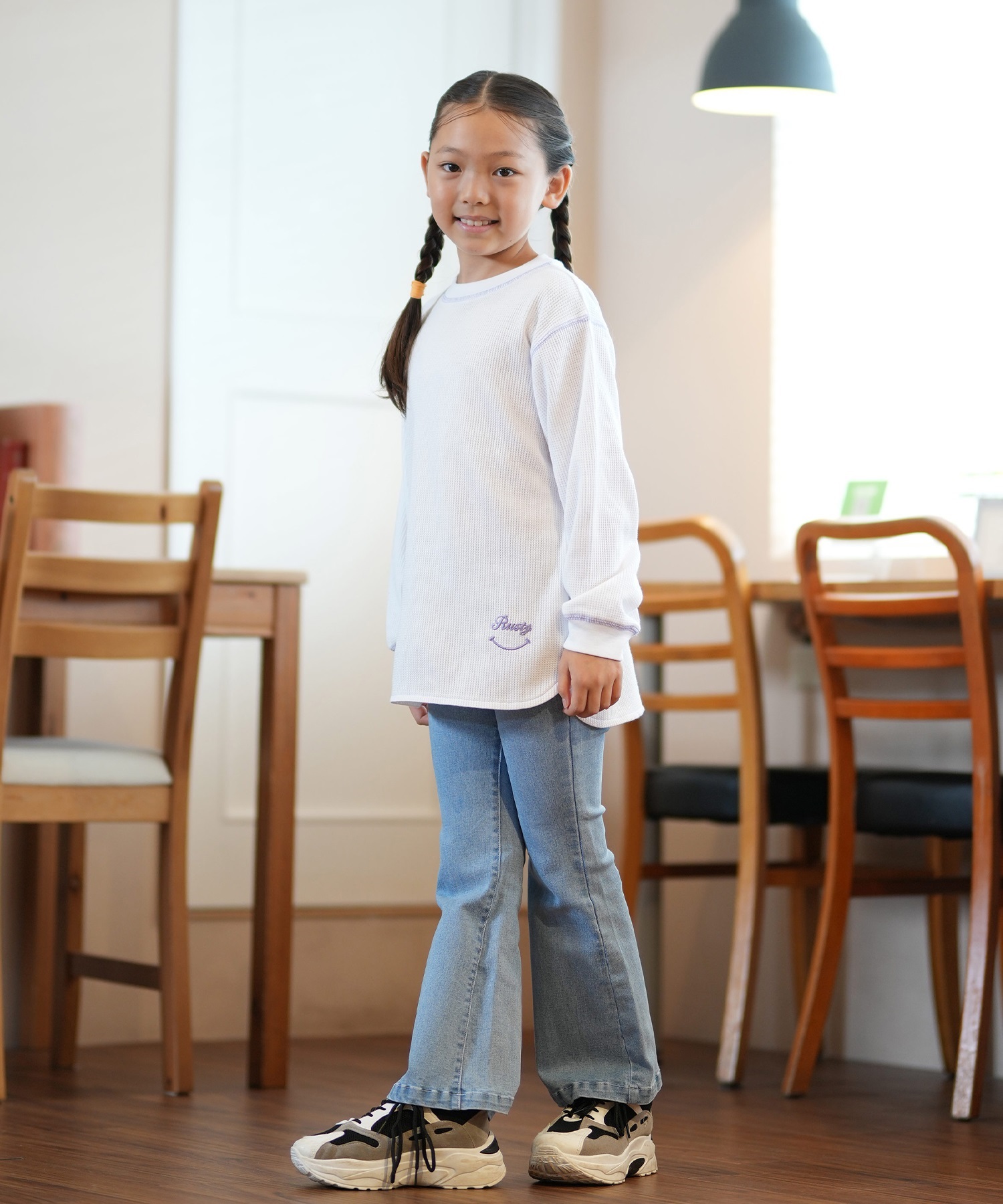 RUSTY ラスティー キッズ ロングパンツ デニム ブーツカット 984710(BLU-130cm)