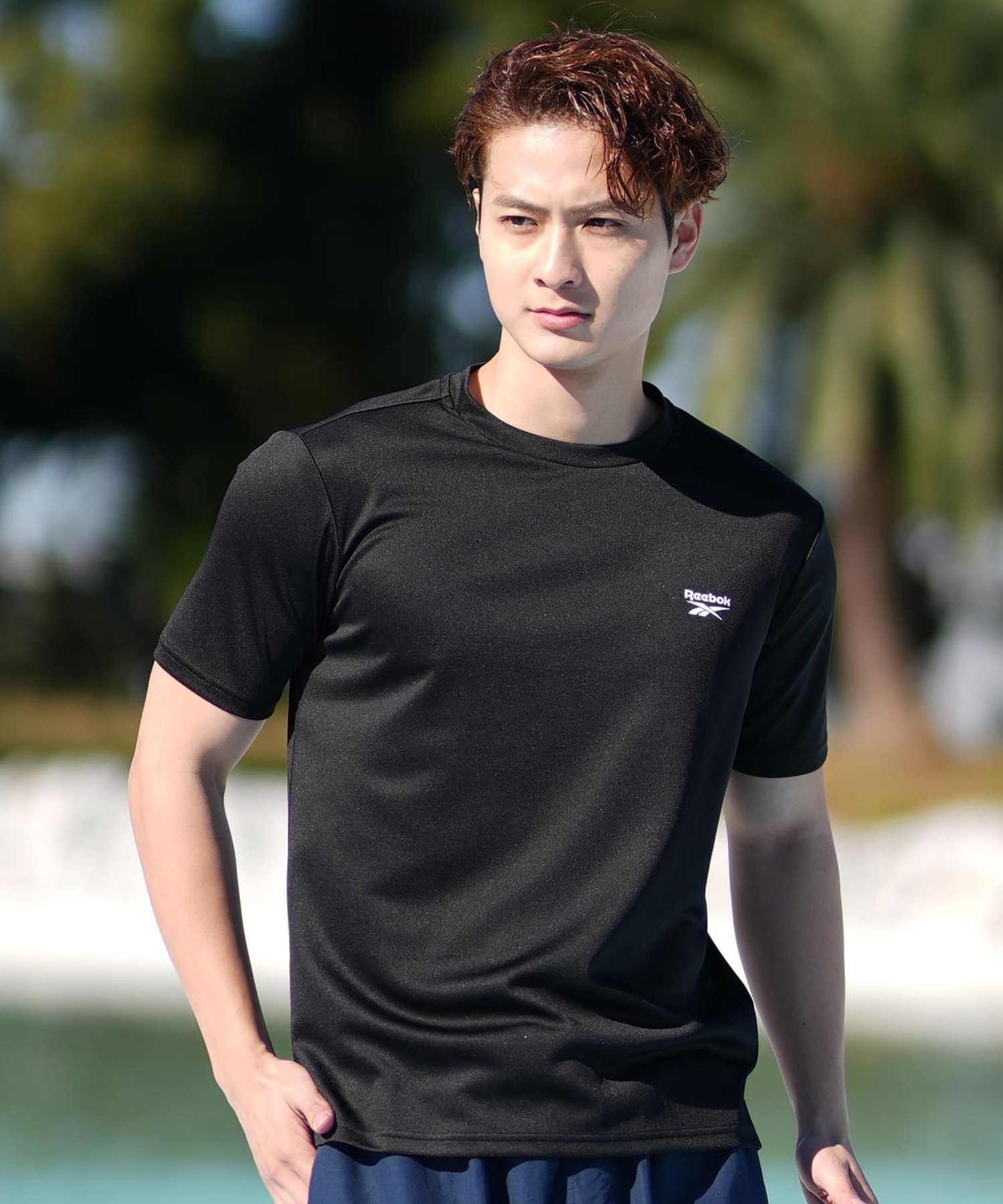 Reebok リーボック 水着 ラッシュガード 半袖 Tシャツ メンズ ワンポイント ロゴ 水陸両用 UVカット 420760C(WT-M)