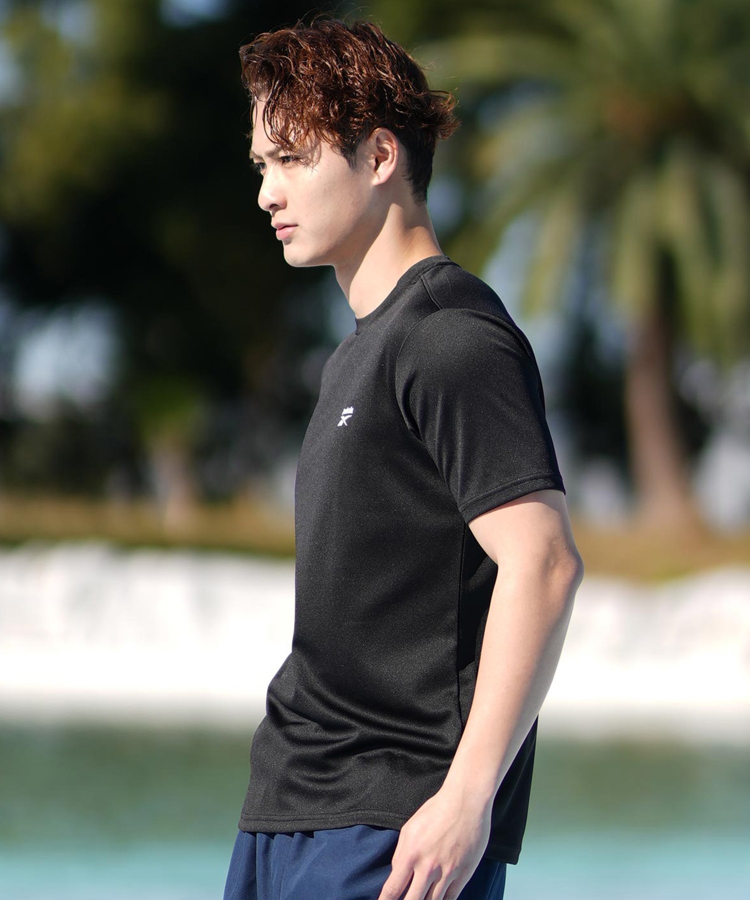 Reebok リーボック 水着 ラッシュガード 半袖 Tシャツ メンズ ワンポイント ロゴ 水陸両用 UVカット 420760C(WT-M)