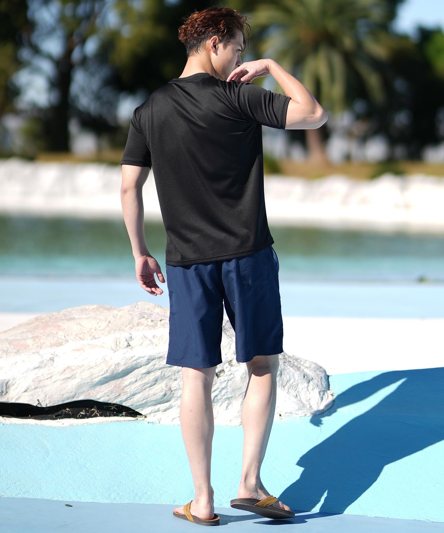 Reebok リーボック 水着 ラッシュガード 半袖 Tシャツ メンズ ワンポイント ロゴ 水陸両用 UVカット 420760C(WT-M)