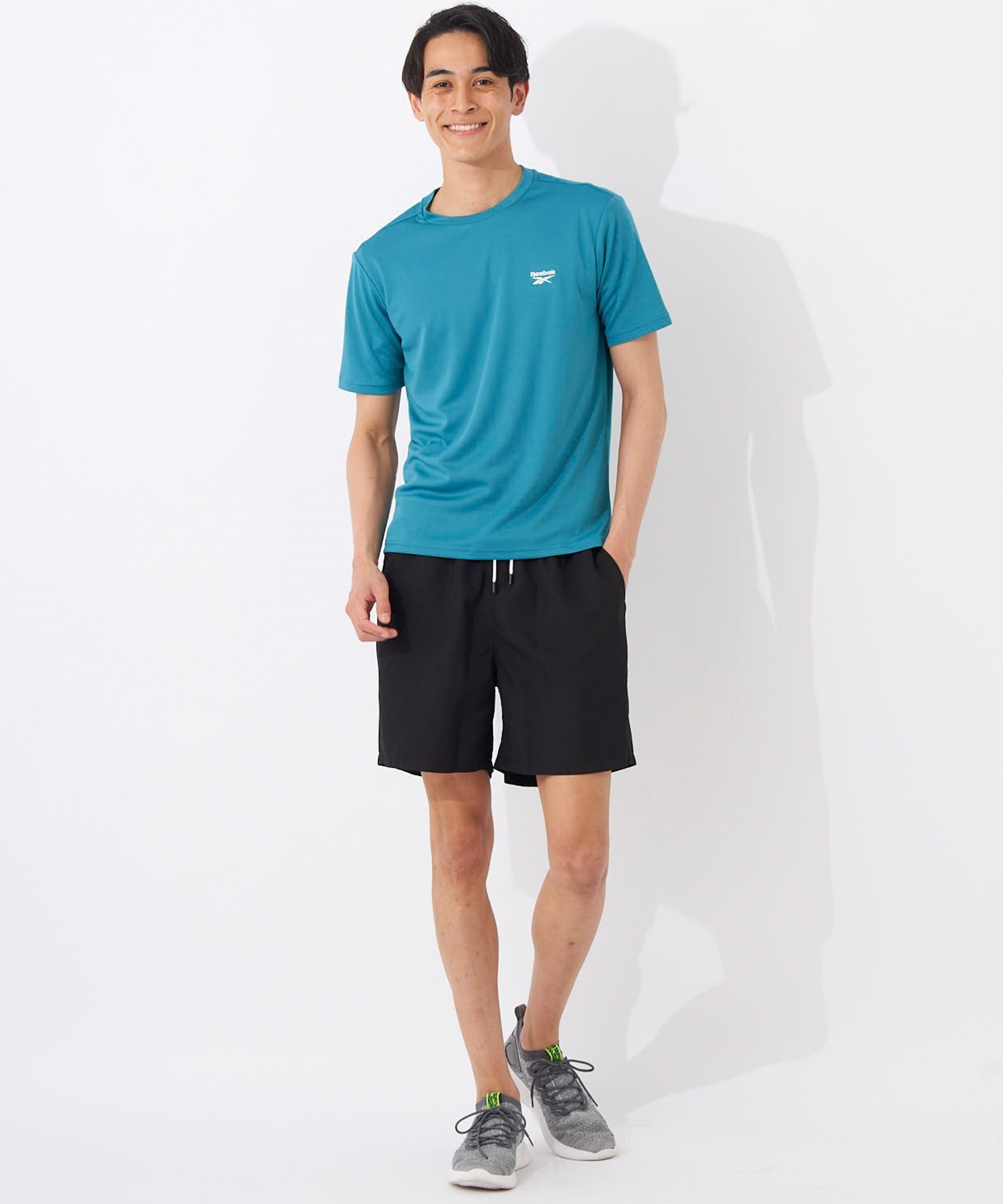 Reebok リーボック 水着 ラッシュガード 半袖 Tシャツ メンズ ワンポイント ロゴ 水陸両用 UVカット 420760C(WT-M)