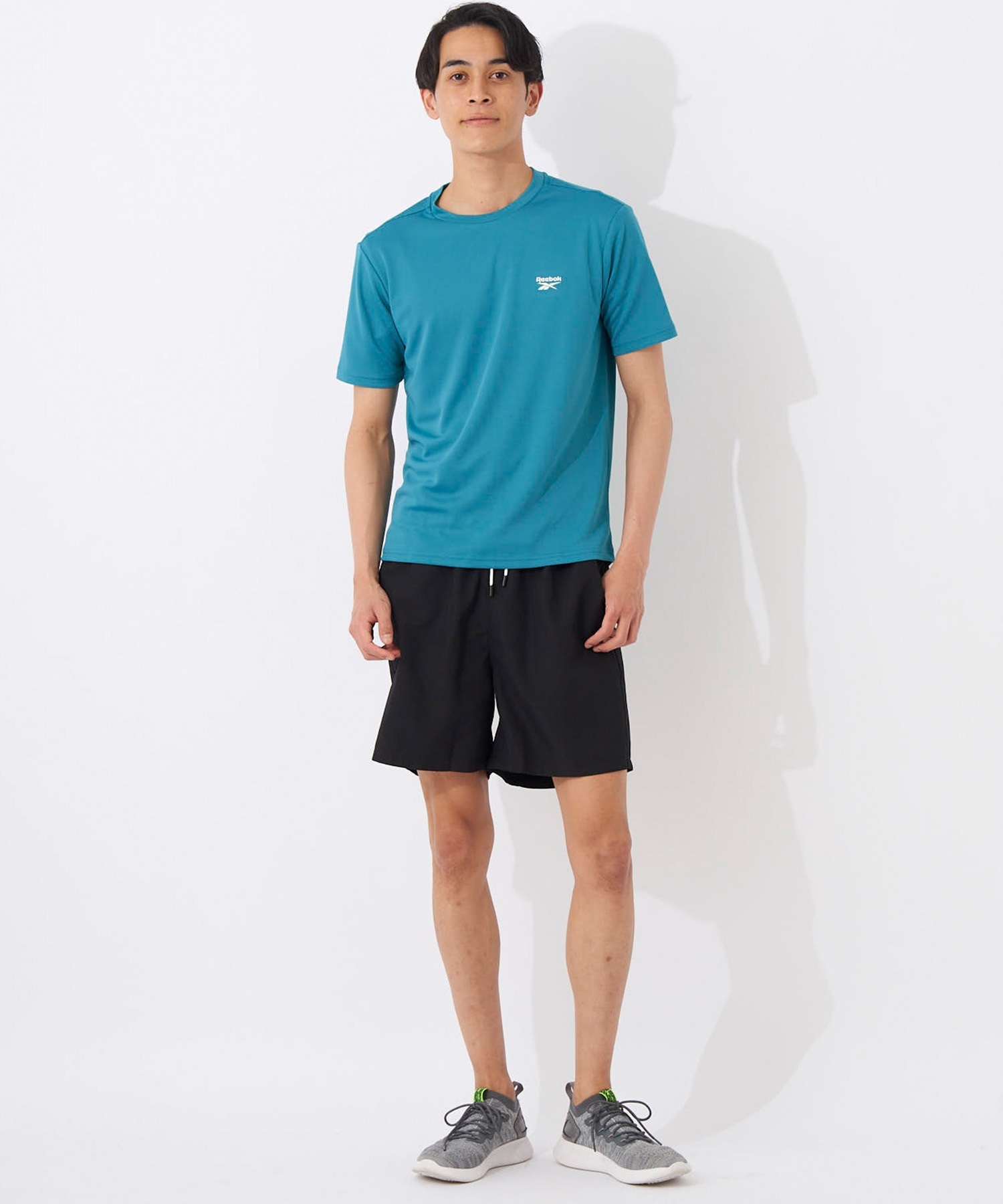 Reebok リーボック 水着 ラッシュガード 半袖 Tシャツ メンズ ワンポイント ロゴ 水陸両用 UVカット 420760C(WT-M)