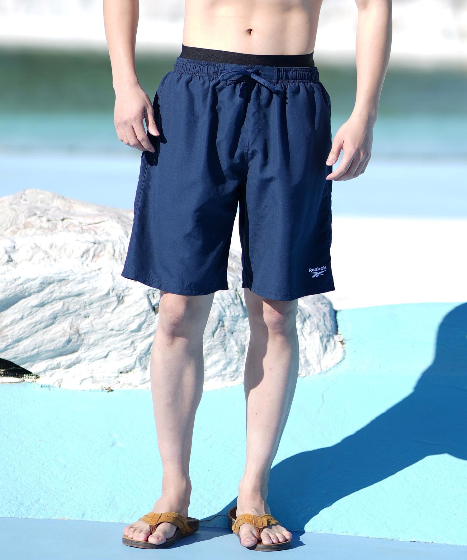 Reebok リーボック 水着 トランクス ボードショーツ メンズ ワンポイント ロゴ 水陸両用 Swimwear 420700C(OG-M)