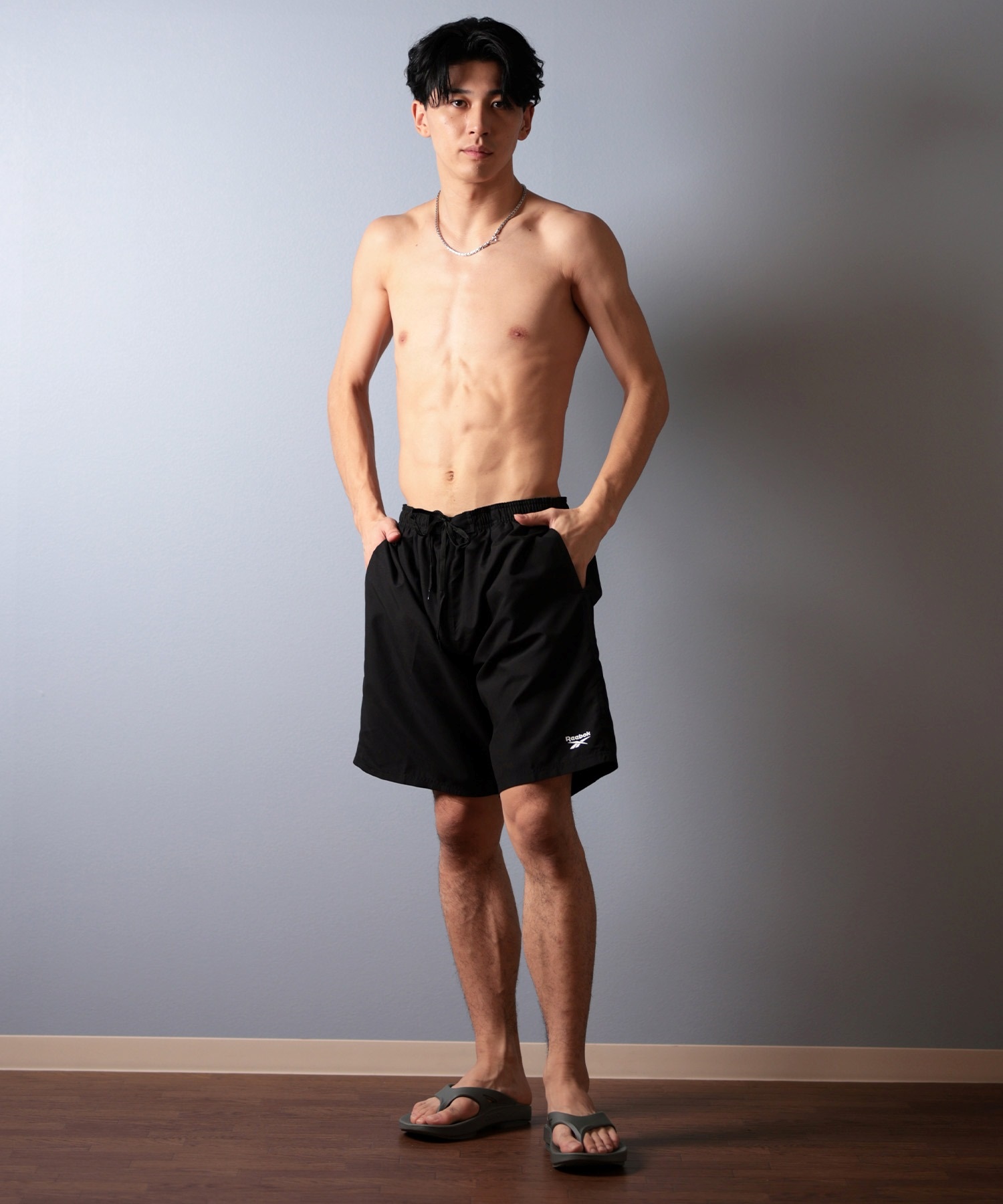 Reebok リーボック 水着 トランクス ボードショーツ メンズ ワンポイント ロゴ 水陸両用 Swimwear 420700C(OG-M)