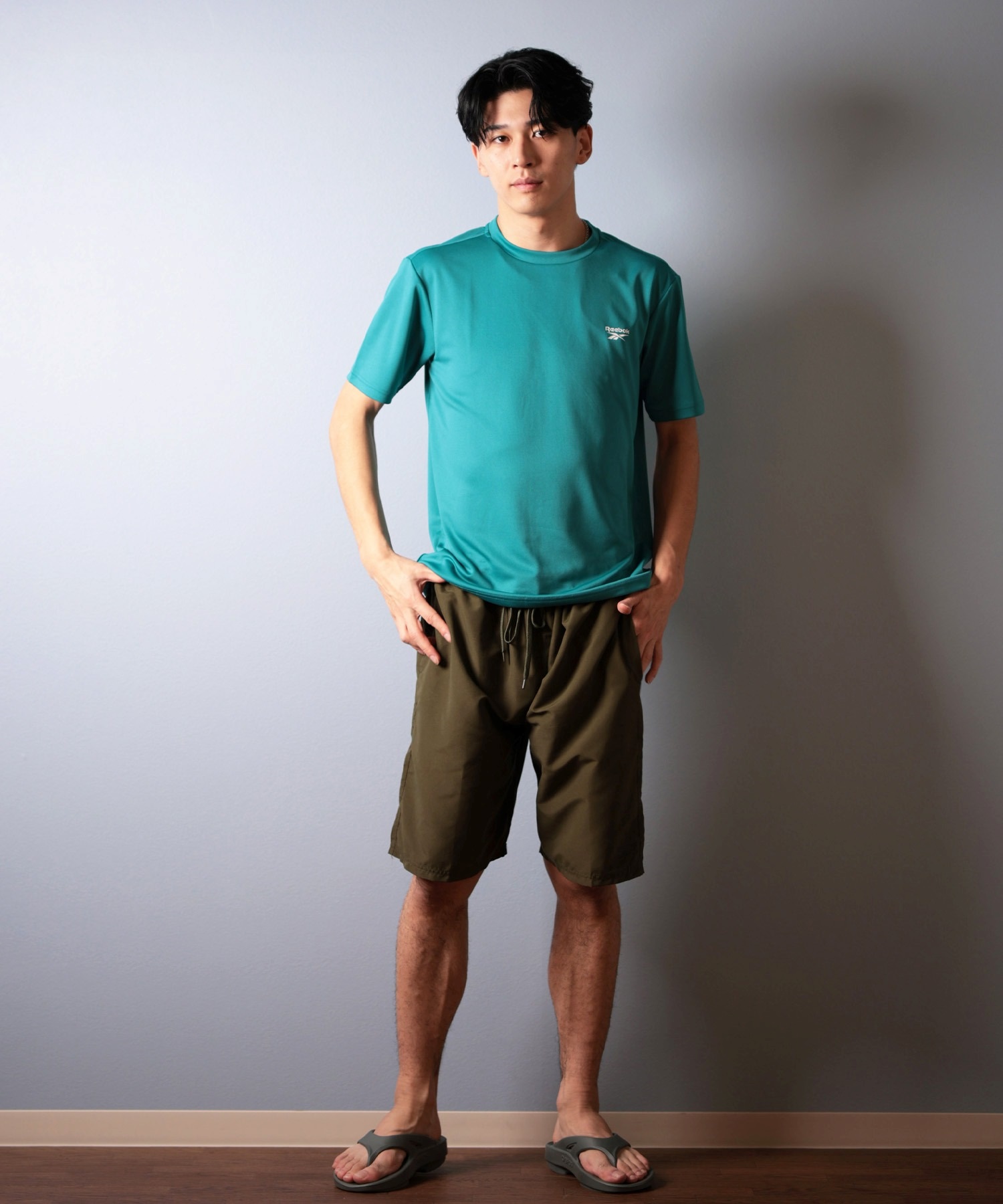 Reebok リーボック 水着 トランクス ボードショーツ メンズ ワンポイント ロゴ 水陸両用 Swimwear 420700C(OG-M)