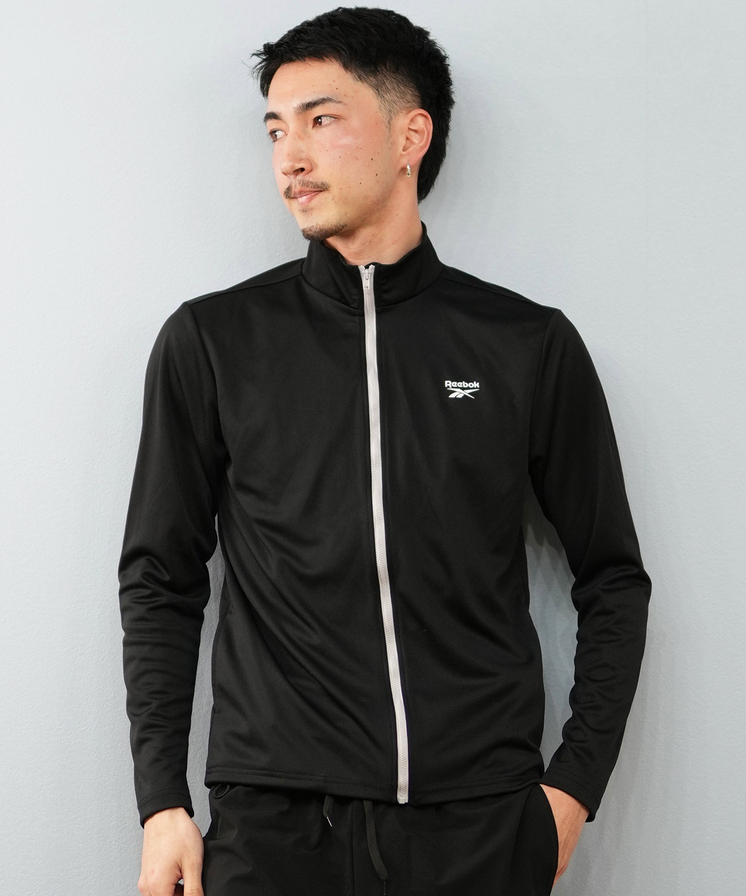 Reebok リーボック 水着 ラッシュガード 長袖 ジップアップ ハイネック メンズ UVカット UVジャケット 420768(NV-M)