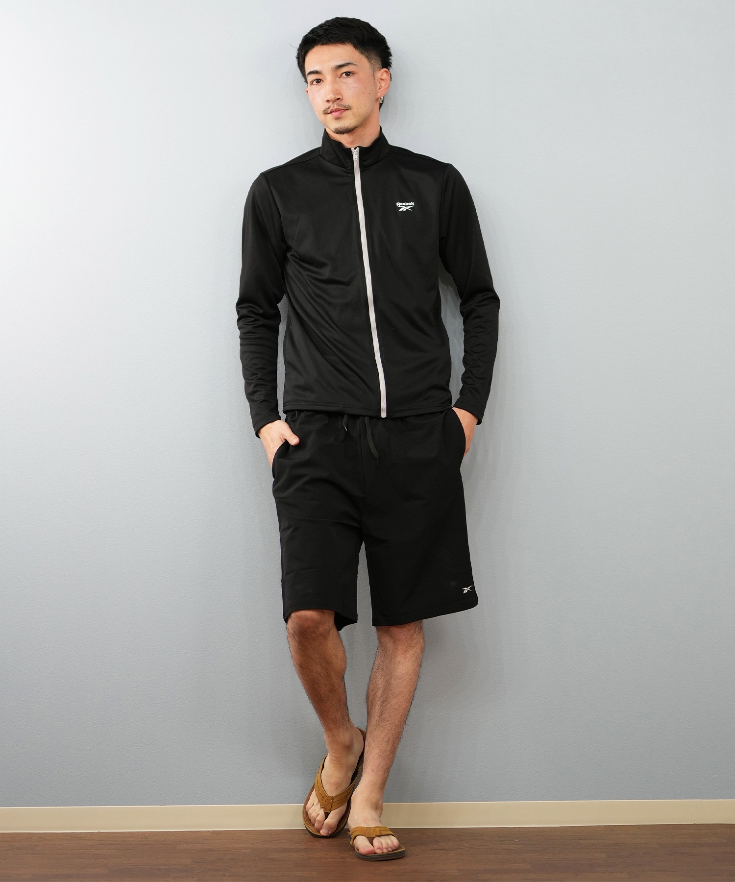 Reebok リーボック 水着 ラッシュガード 長袖 ジップアップ ハイネック メンズ UVカット UVジャケット 420768(NV-M)