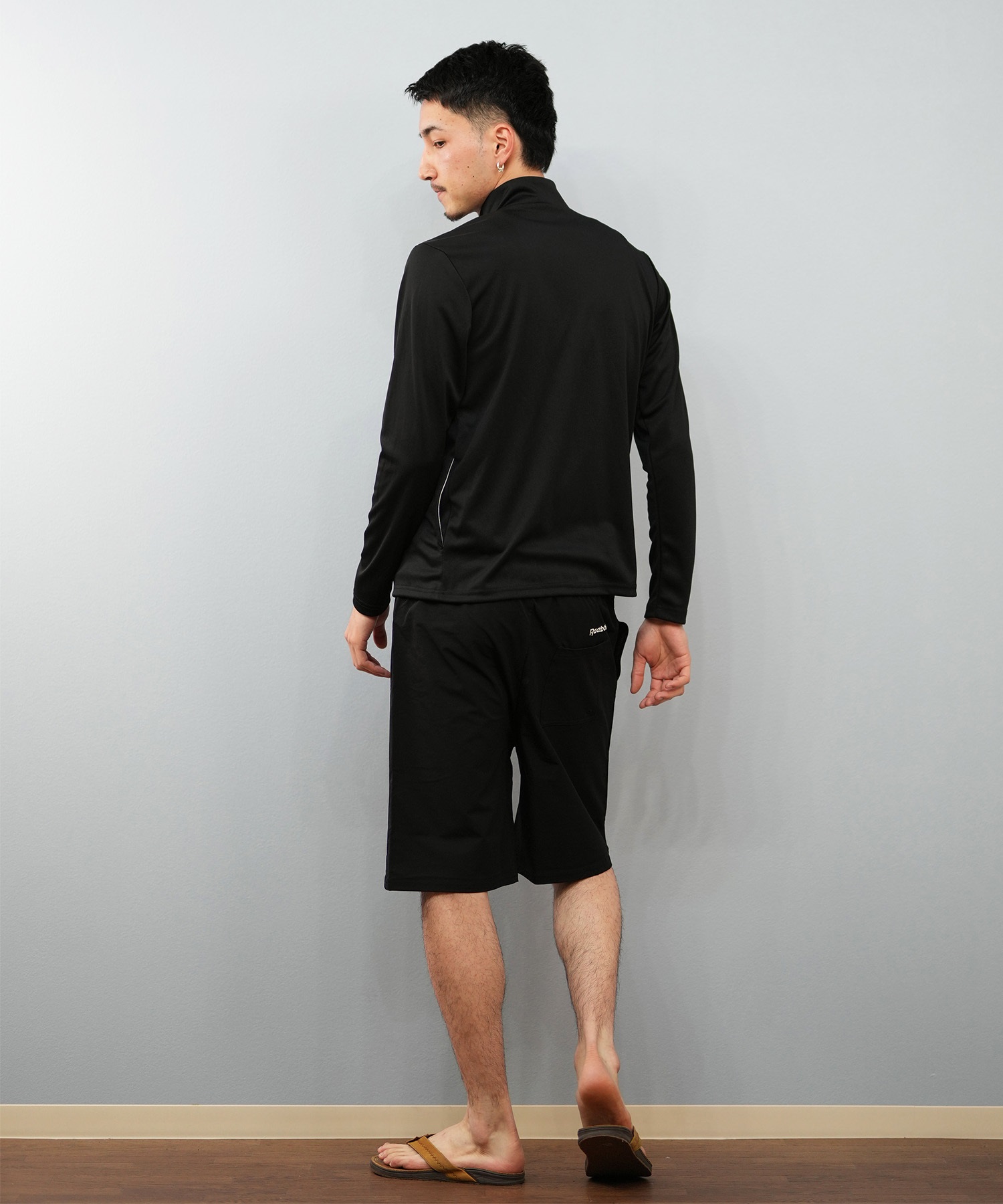Reebok リーボック 水着 ラッシュガード 長袖 ジップアップ ハイネック メンズ UVカット UVジャケット 420768(NV-M)