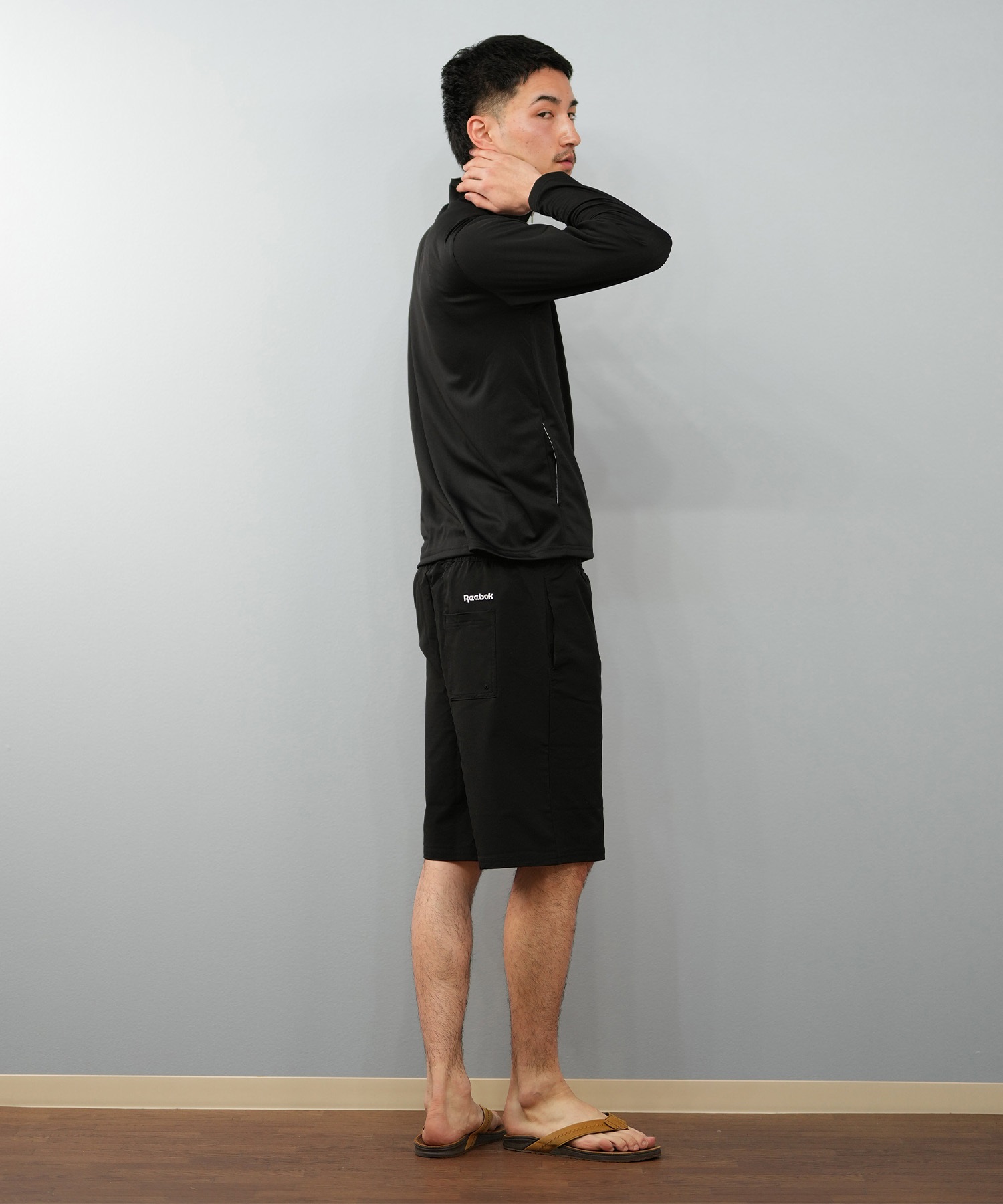 Reebok リーボック 水着 ラッシュガード 長袖 ジップアップ ハイネック メンズ UVカット UVジャケット 420768(NV-M)