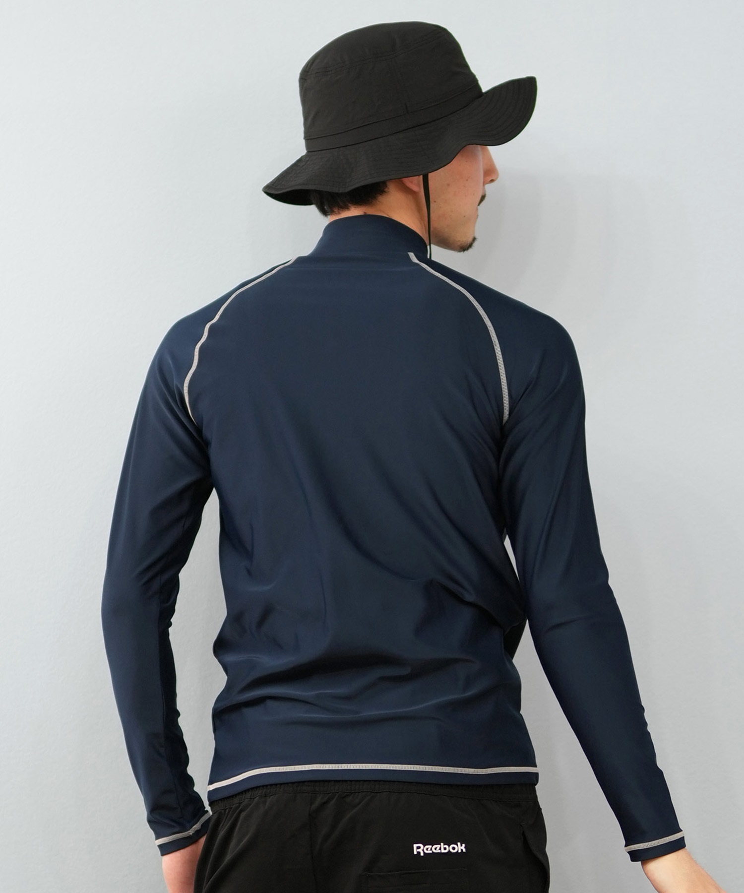 Reebok リーボック 水着 ラッシュガード 長袖 ジップアップ ハイネック メンズ UVカット 420781C(BK-M)