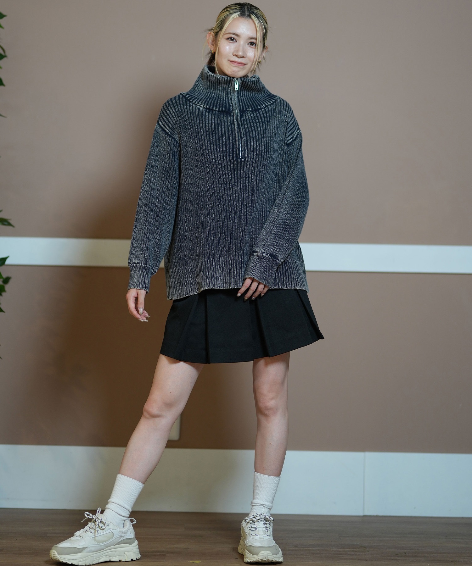 RIKKA FEMME リッカファム ハーフジップ ニット レディース