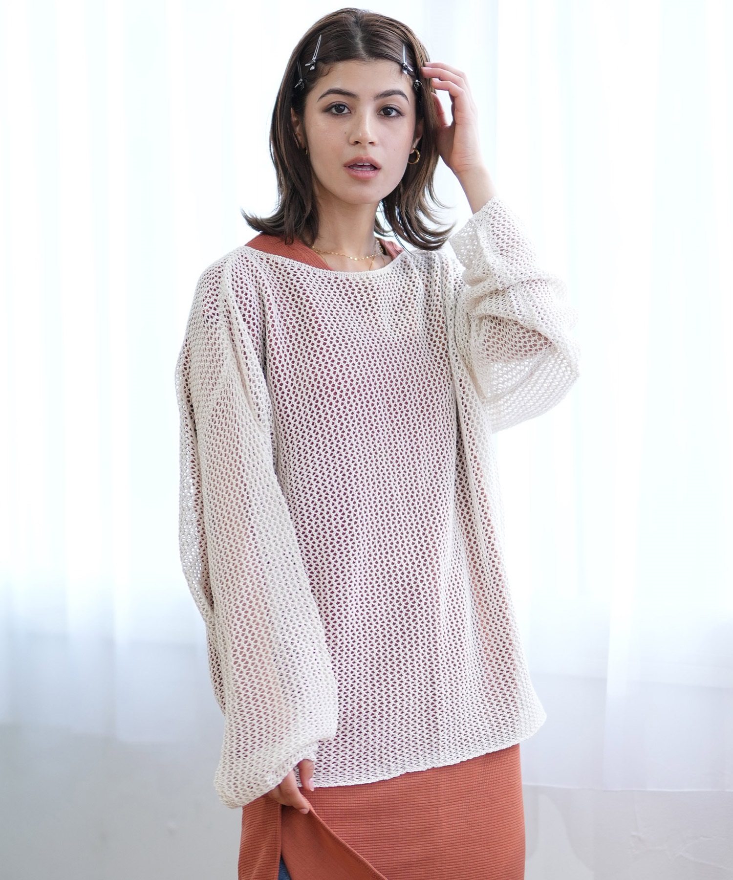 ちり　Gニット RIKKA FEMME リッカファム ニット レディース セーター 透かし編み