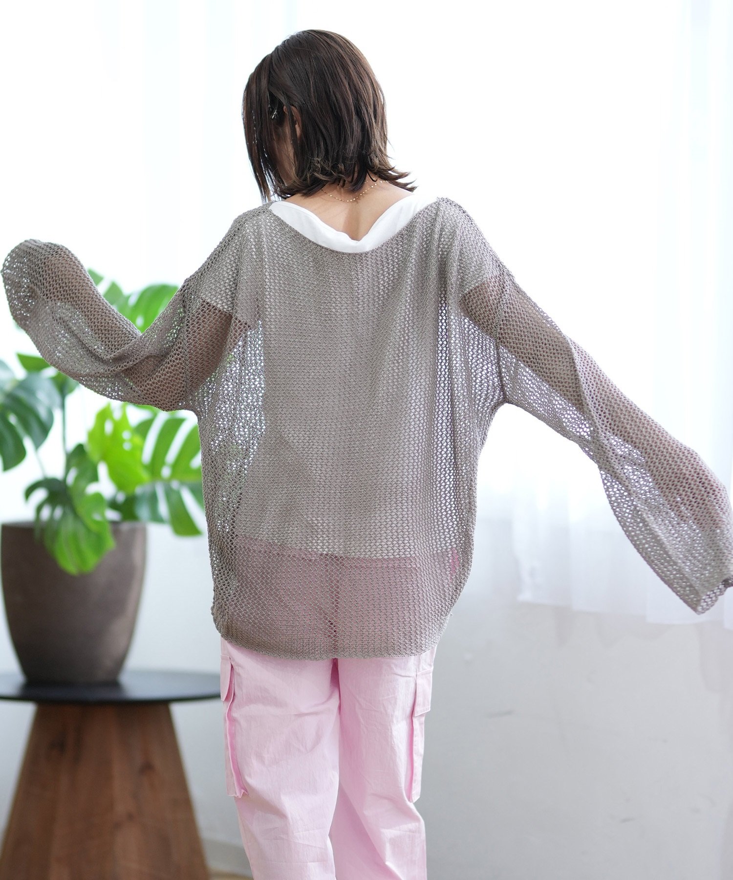 ニット セーター RIKKA FEMME/リッカファム 透かし編みクルーニット RF24HS03 レディース RIKKA FEMME リッカファム ニット レディース セーター 透かし