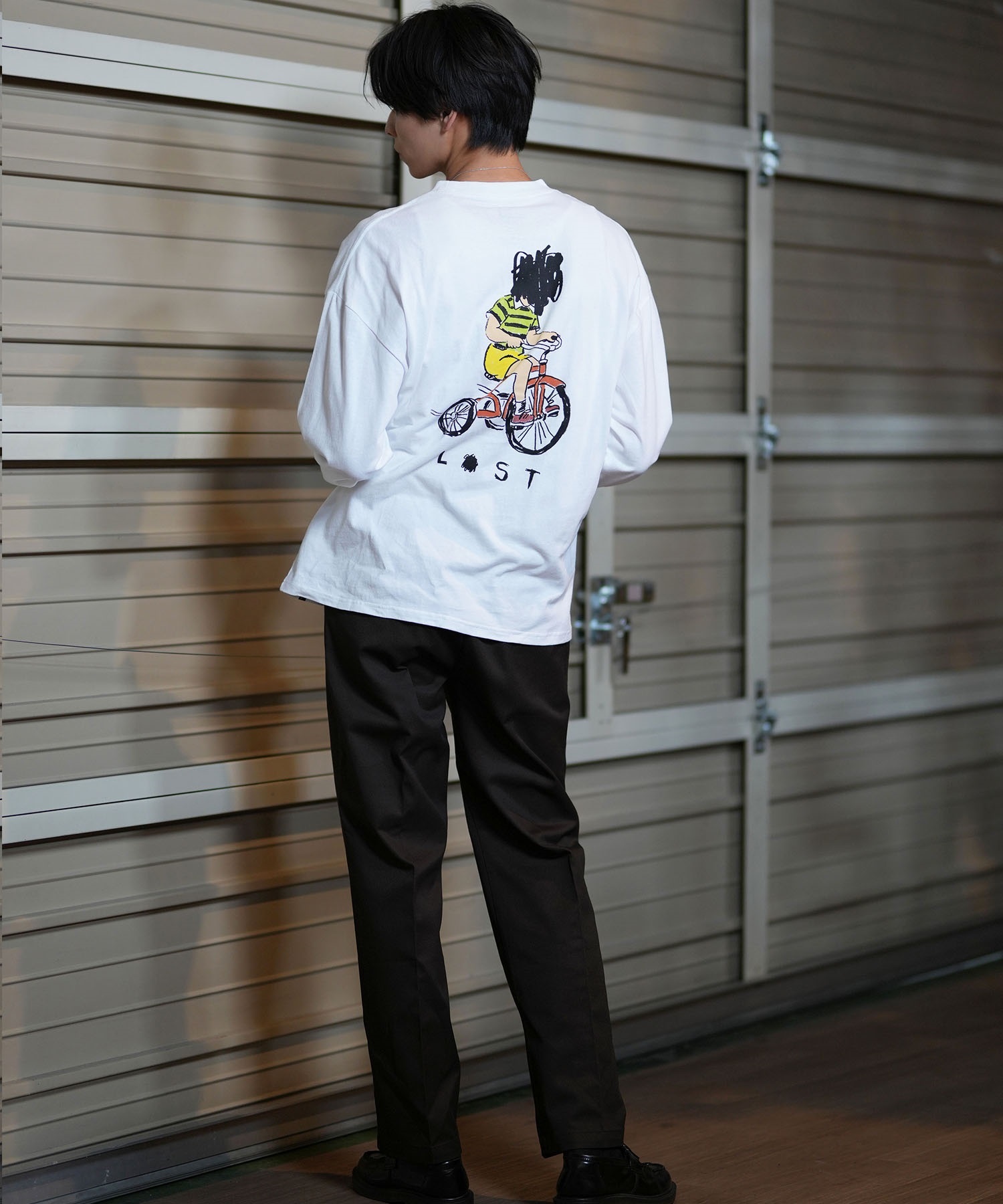 lost ロスト 長袖 Tシャツ メンズ ロンT バックプリント ムラサキ