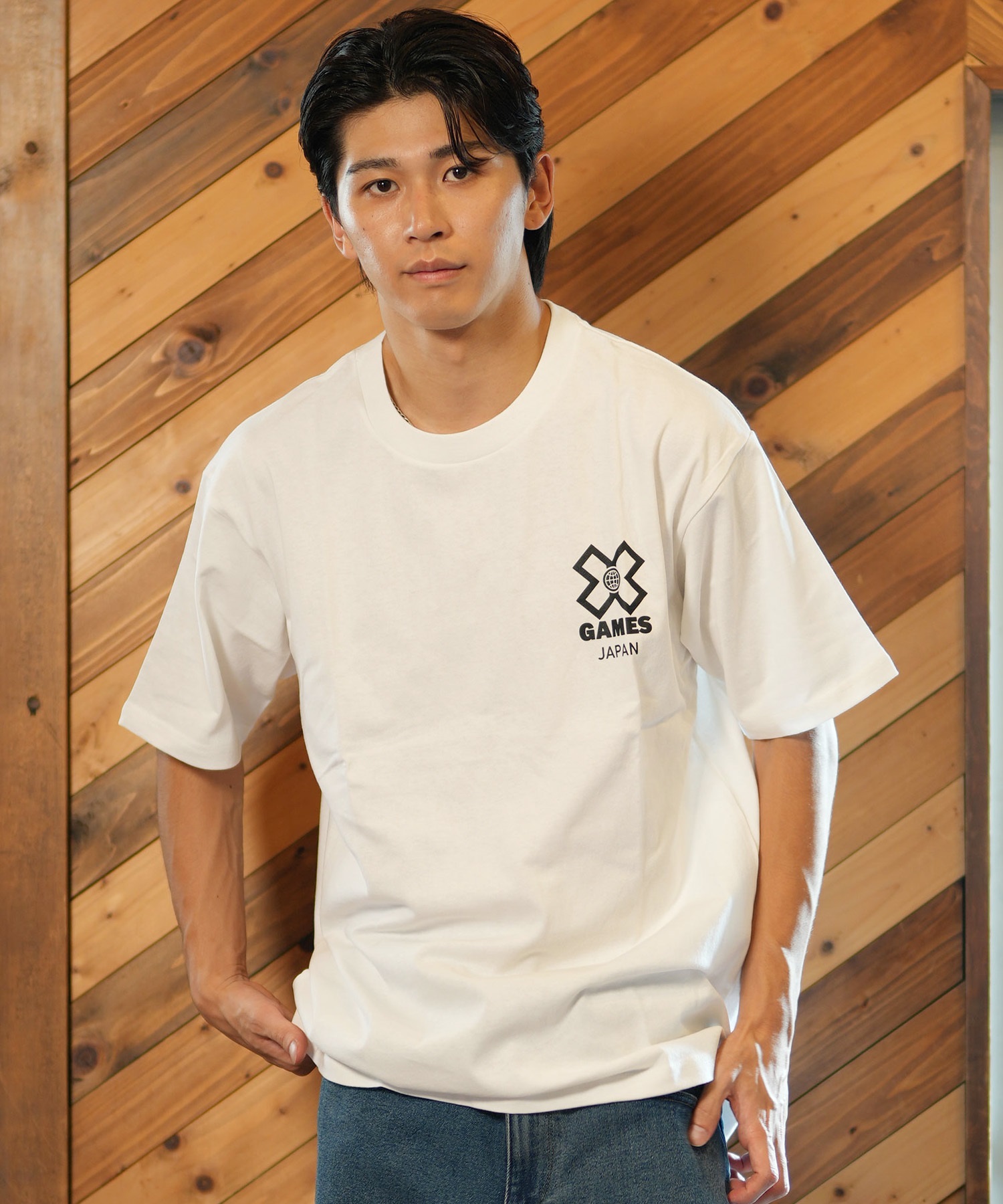 X-GAMES エックスゲームズ メンズ 半袖 Tシャツ バックプリント ユニ
