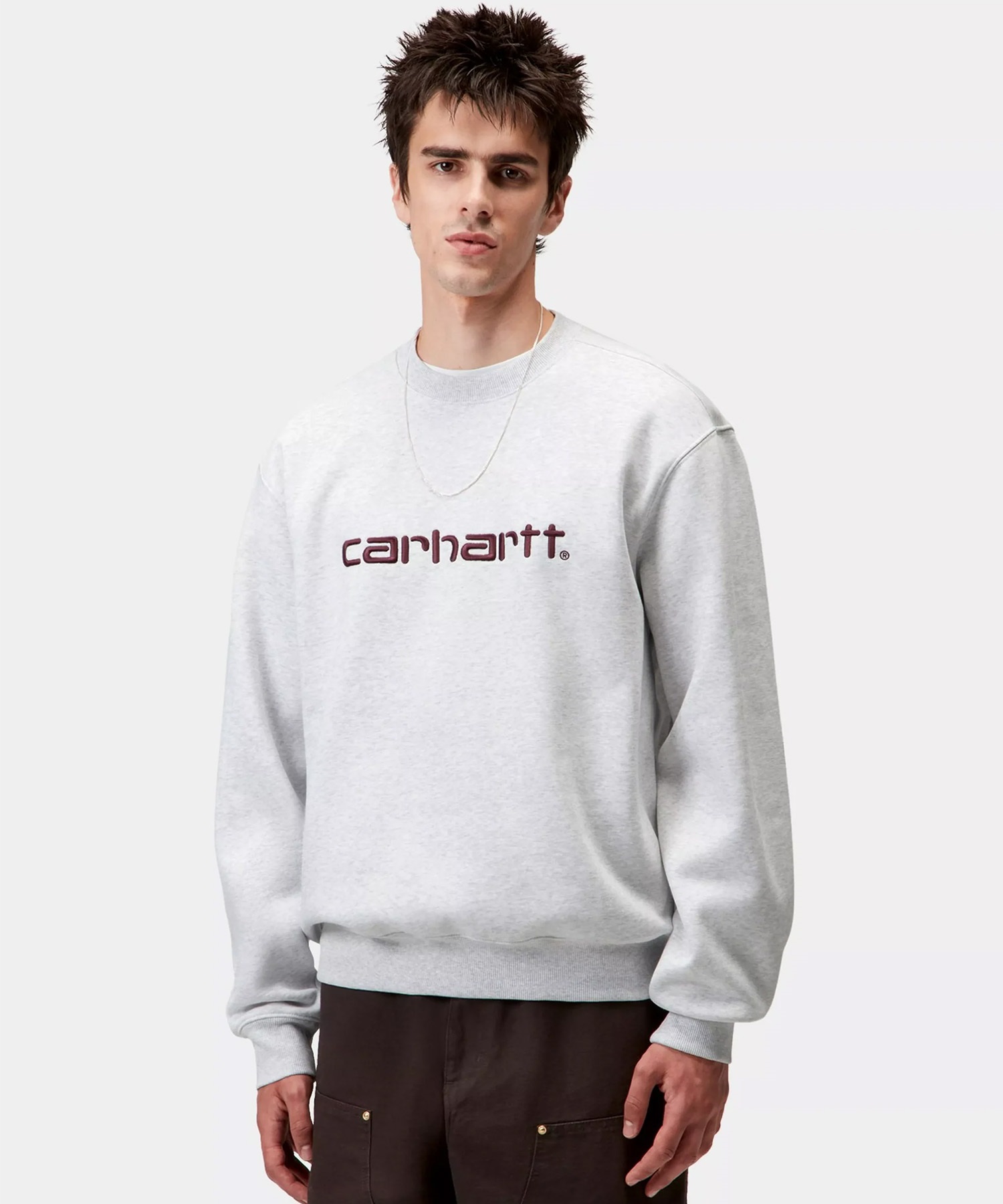 Carhartt WIP カーハートダブリューアイピー トレーナー スウェット メンズ クルーネック ロゴ 刺繍 裏起毛 CARHARTT SWEAT I030546(BLACK-S)