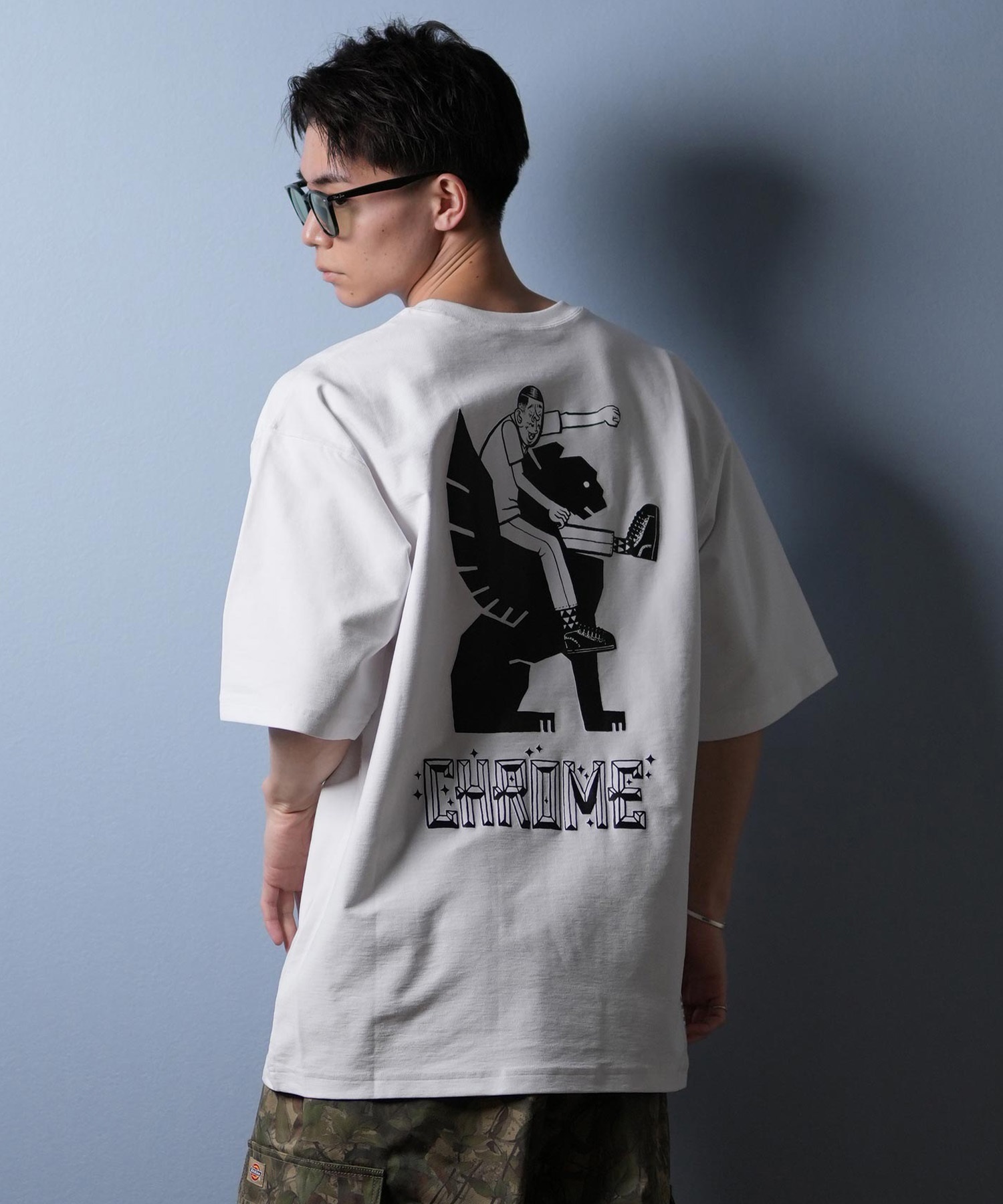 CHROME クローム 半袖 Tシャツ メンズ バックプリント オーバー