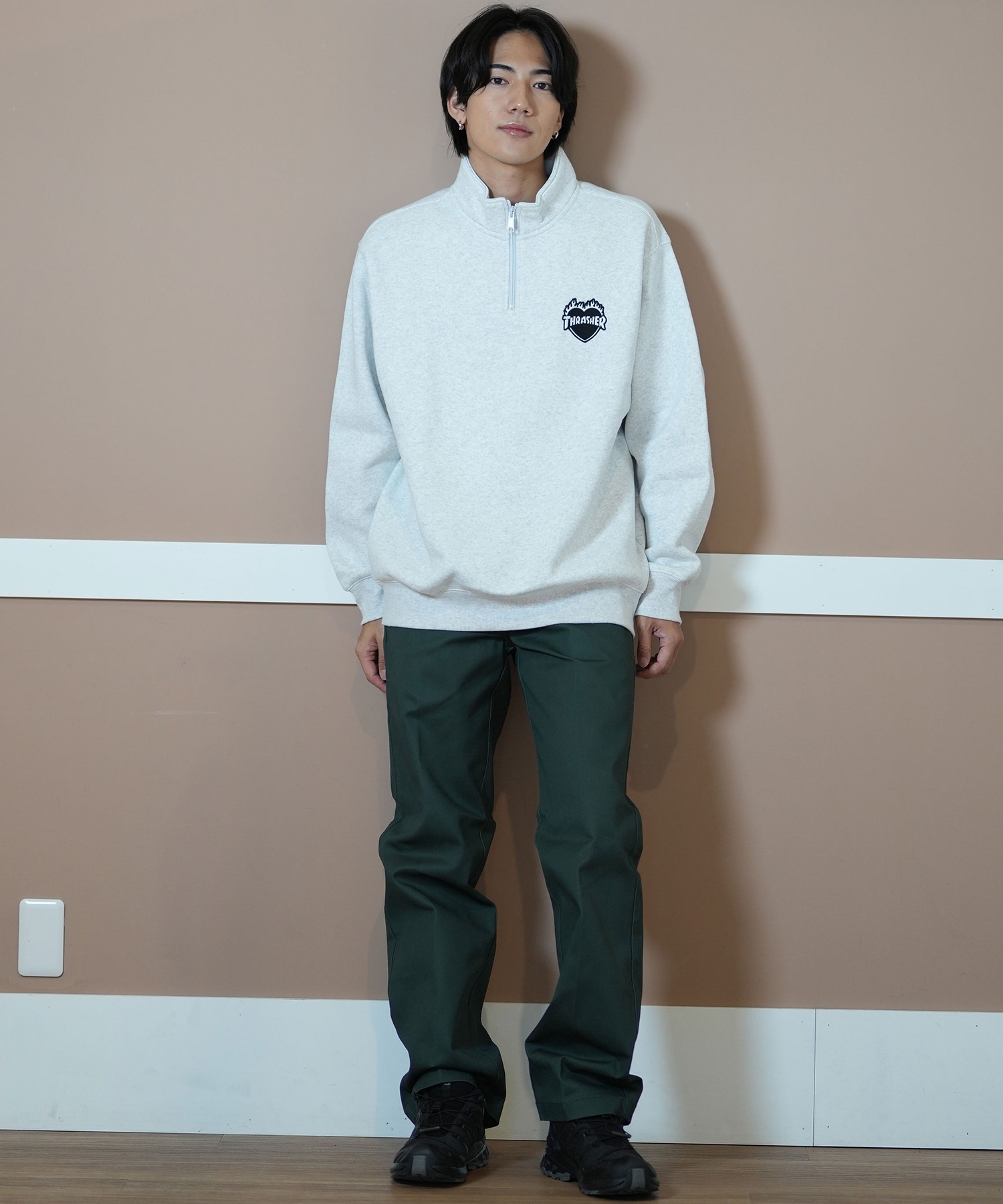 THRASHER スラッシャー ハーフジップ トレーナー メンズ