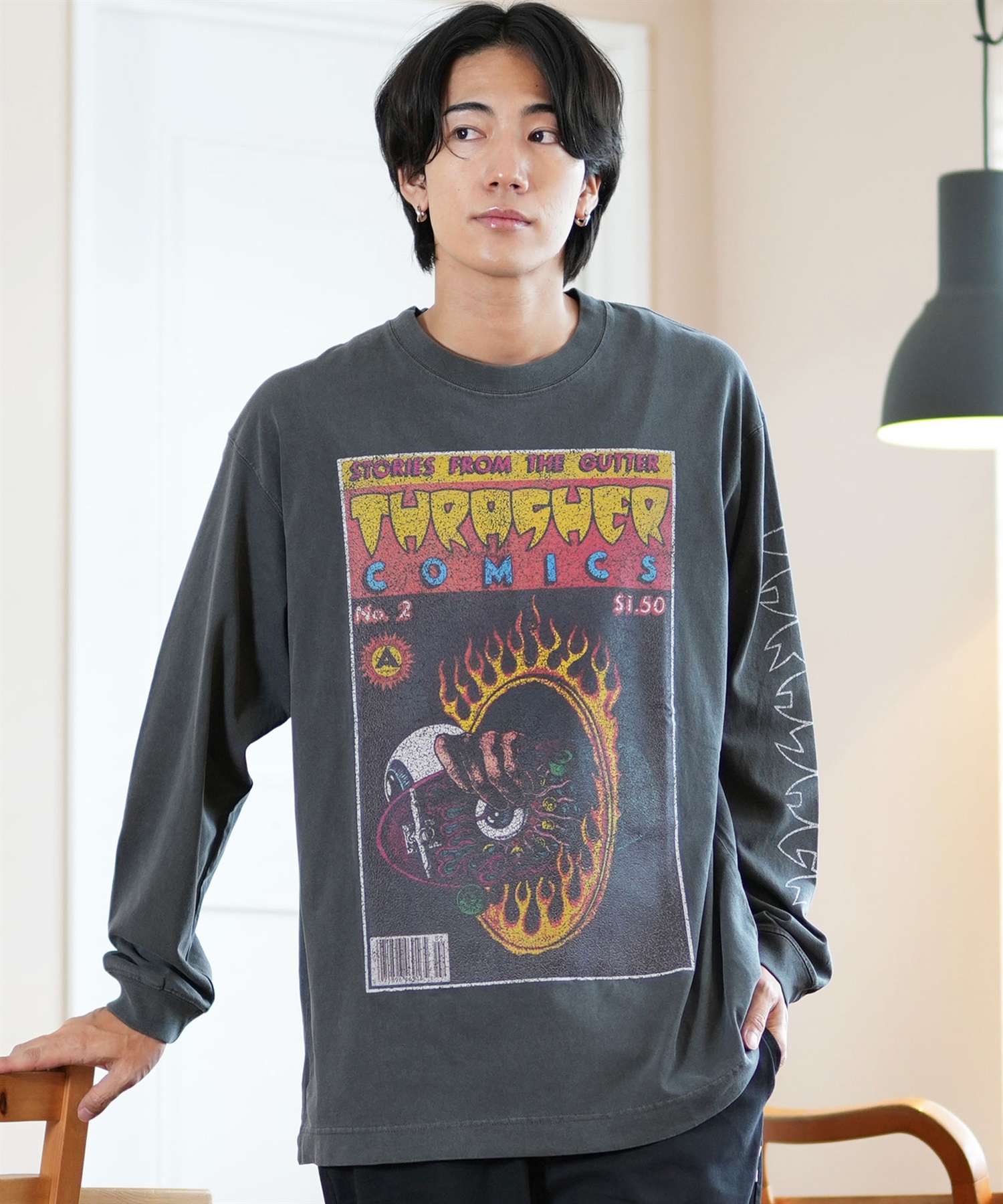 THRASHER スラッシャー 長袖 Tシャツ メンズ ロンT ピグメント