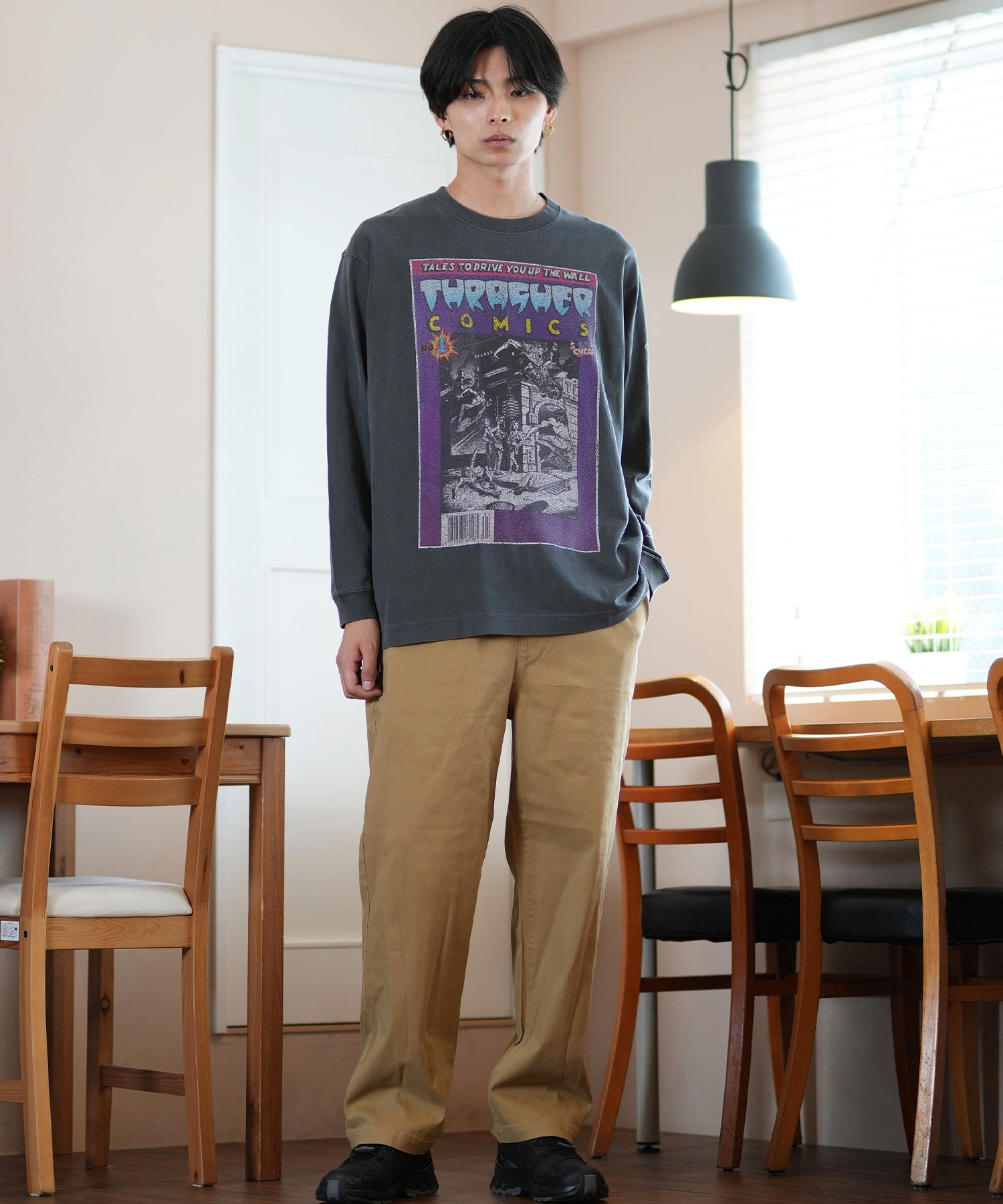 THRASHER スラッシャー 長袖 Tシャツ メンズ ロンT ピグメント加工