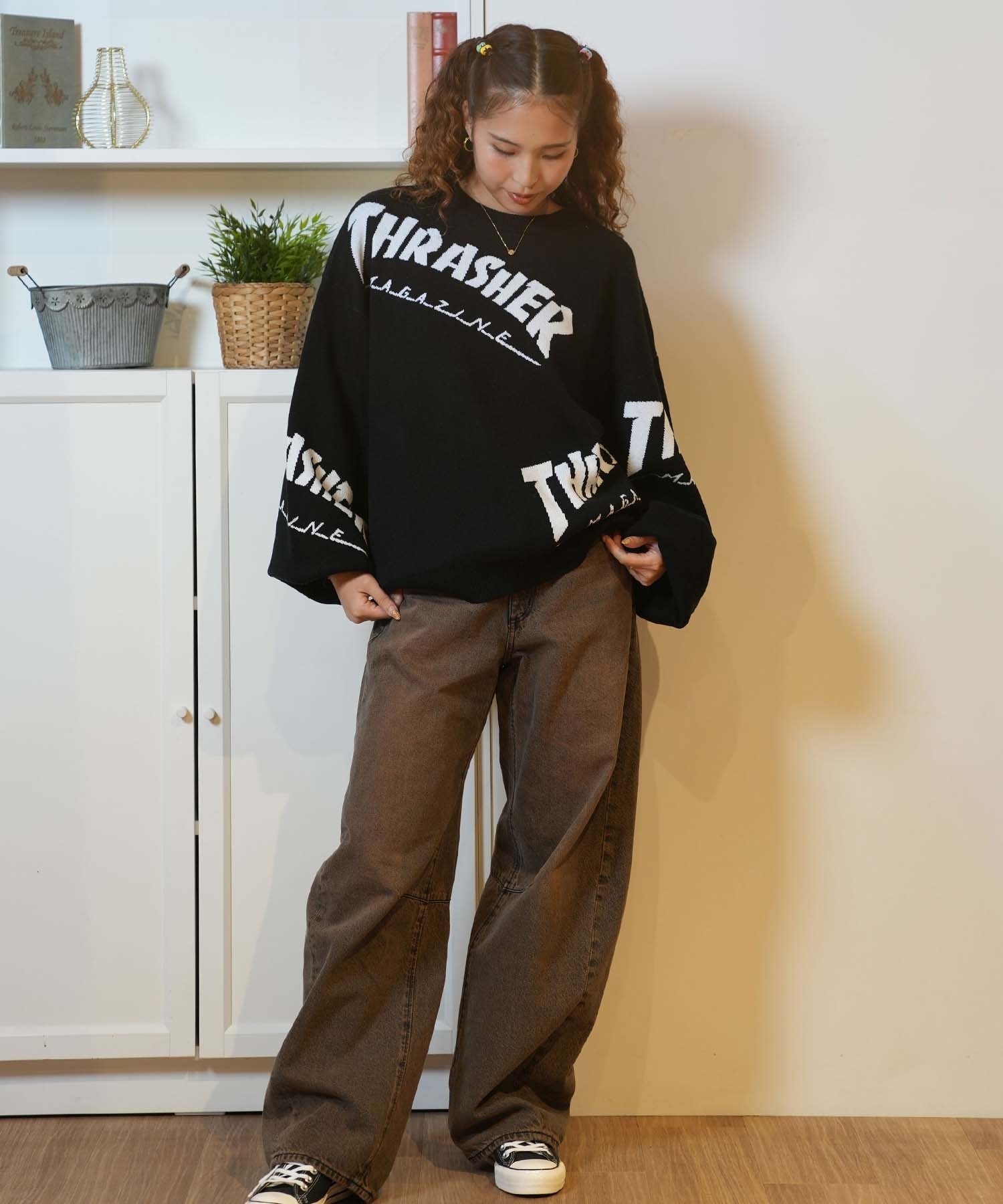 THRASHER スラッシャー セーター レディース ロゴ ムラサキ