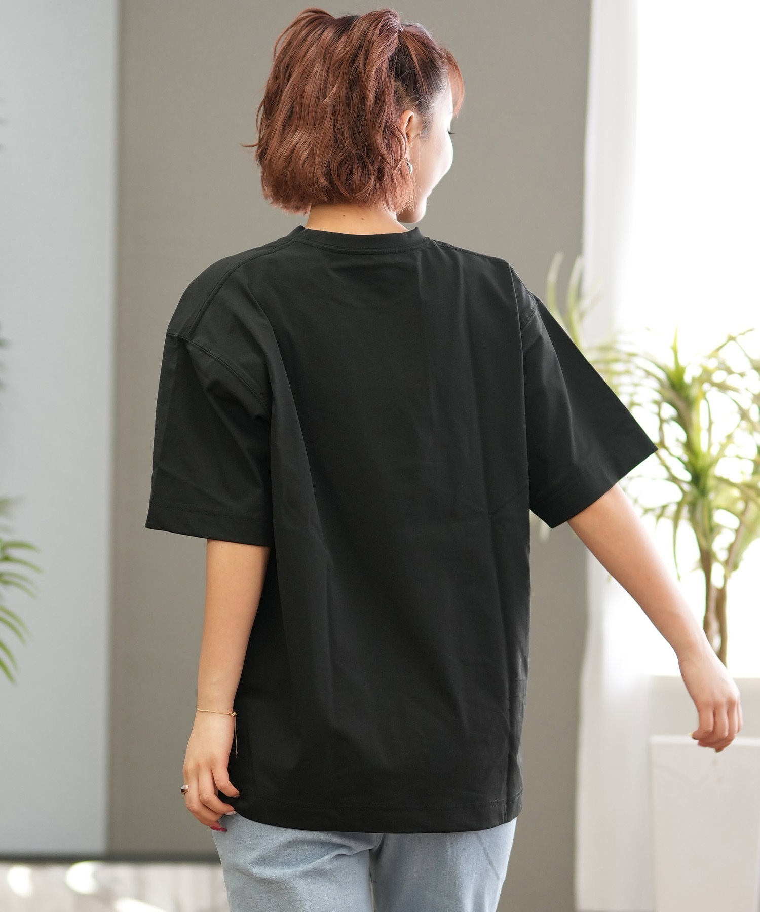 THRASHER スラッシャー ラッシュガード レディース 半袖 Tシャツ ワンポイント 水陸両用 UVカット 242TH2ST002 ムラサキスポーツ限定(BK/PL-M)