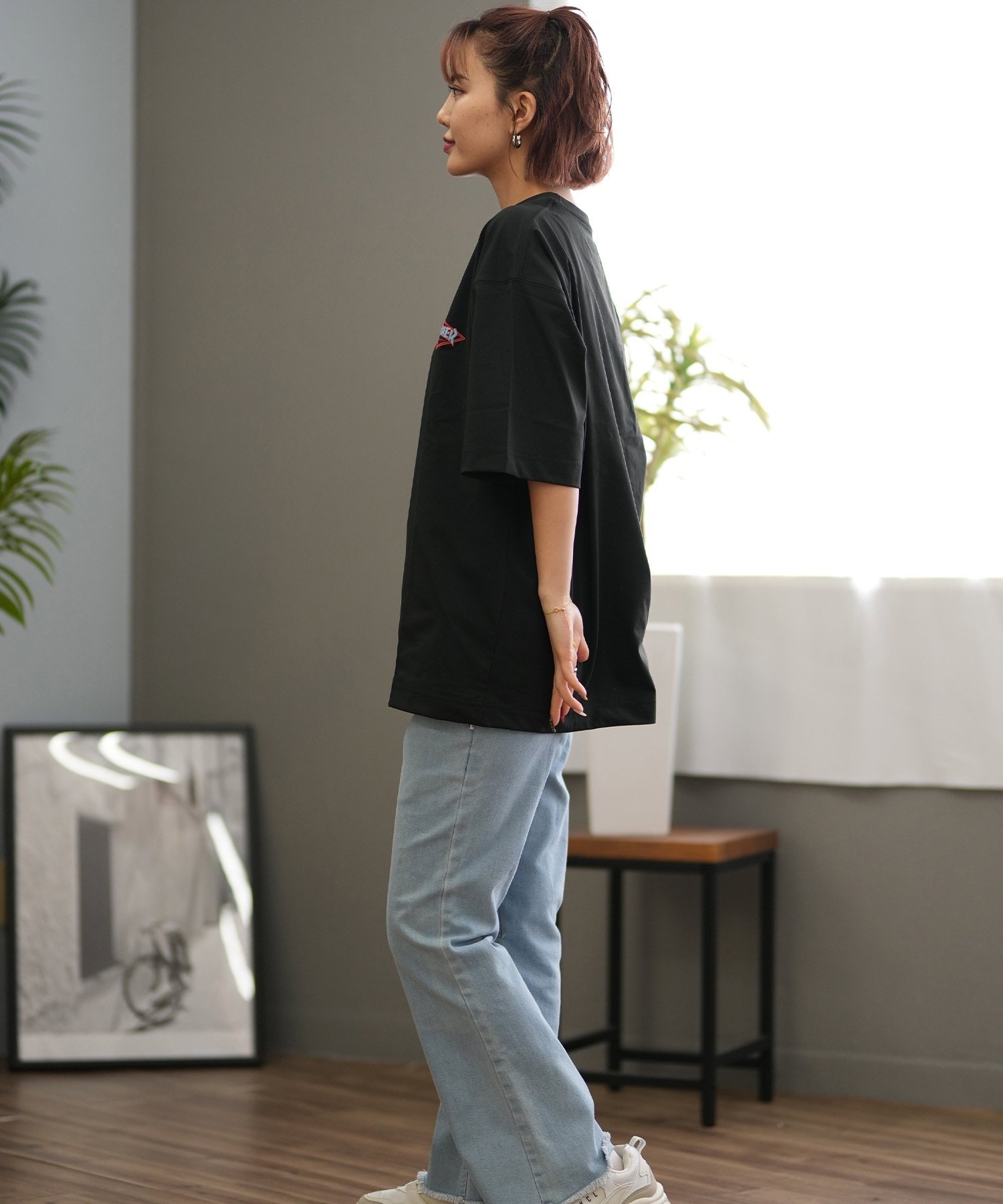 THRASHER スラッシャー ラッシュガード レディース 半袖 Tシャツ ワンポイント 水陸両用 UVカット 242TH2ST002 ムラサキスポーツ限定(BK/PL-M)