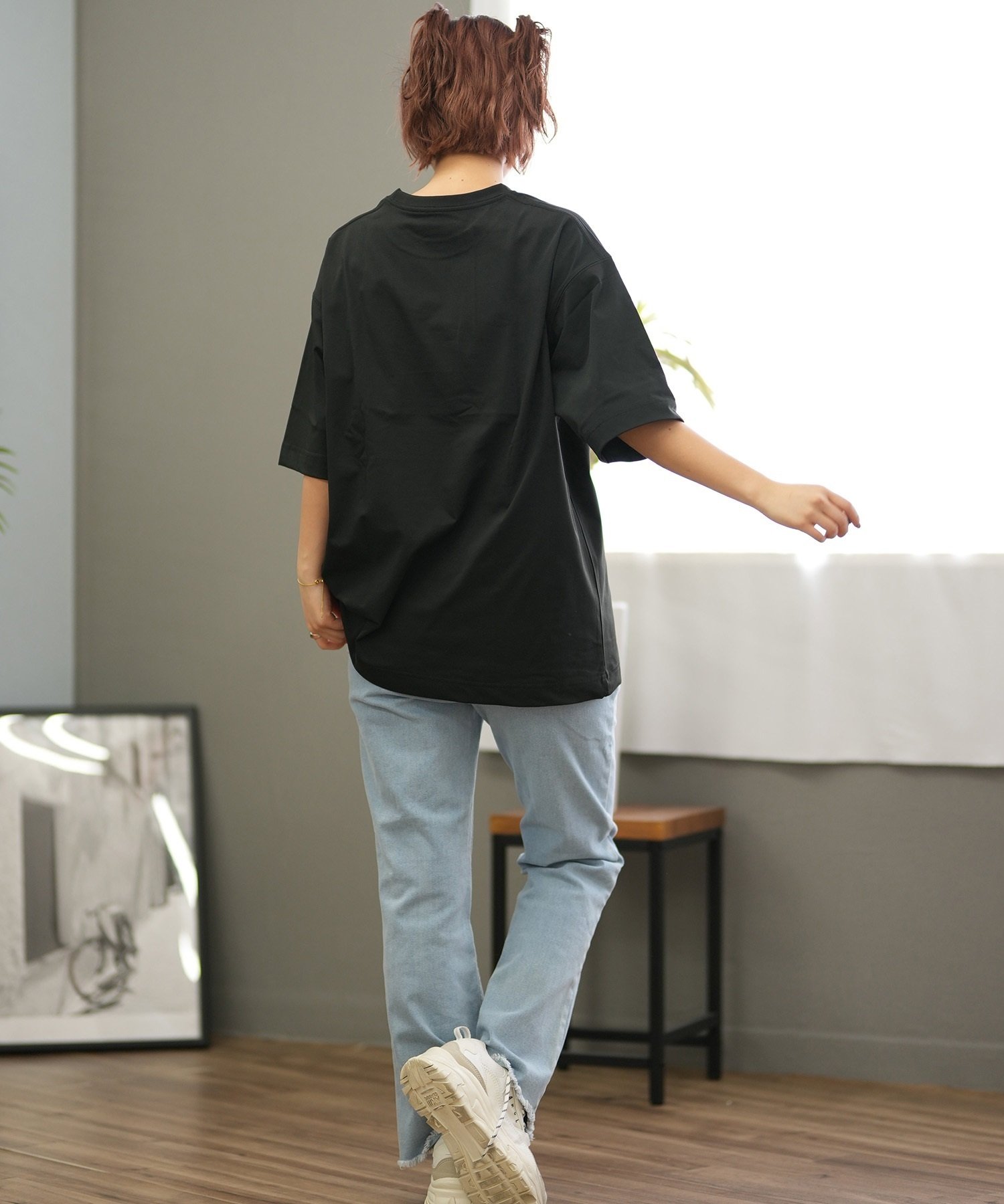 THRASHER スラッシャー ラッシュガード レディース 半袖 Tシャツ ワンポイント 水陸両用 UVカット 242TH2ST002 ムラサキスポーツ限定(BK/PL-M)