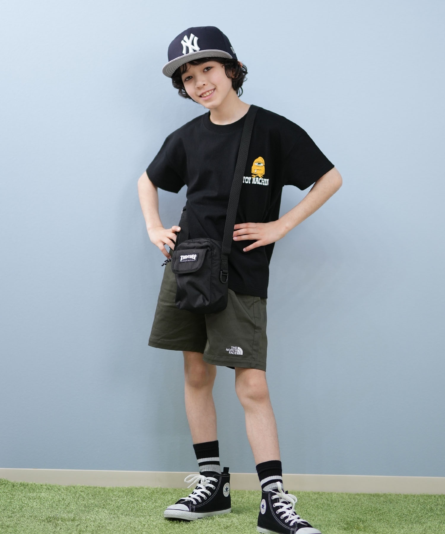 THRASHER スラッシャー バッグ キッズ ショルダーバッグ ミニショルダーポーチ 縦 THR-293(BKLE-ONE)