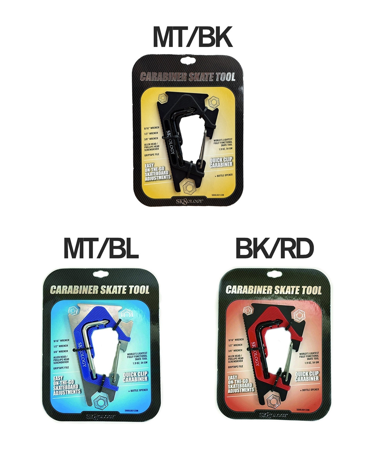 SK8LOGY スケートオロジー スケートボード トリツケ ツール カラビナ 2.0 ムラサキスポーツ(BK/RD-ONE)