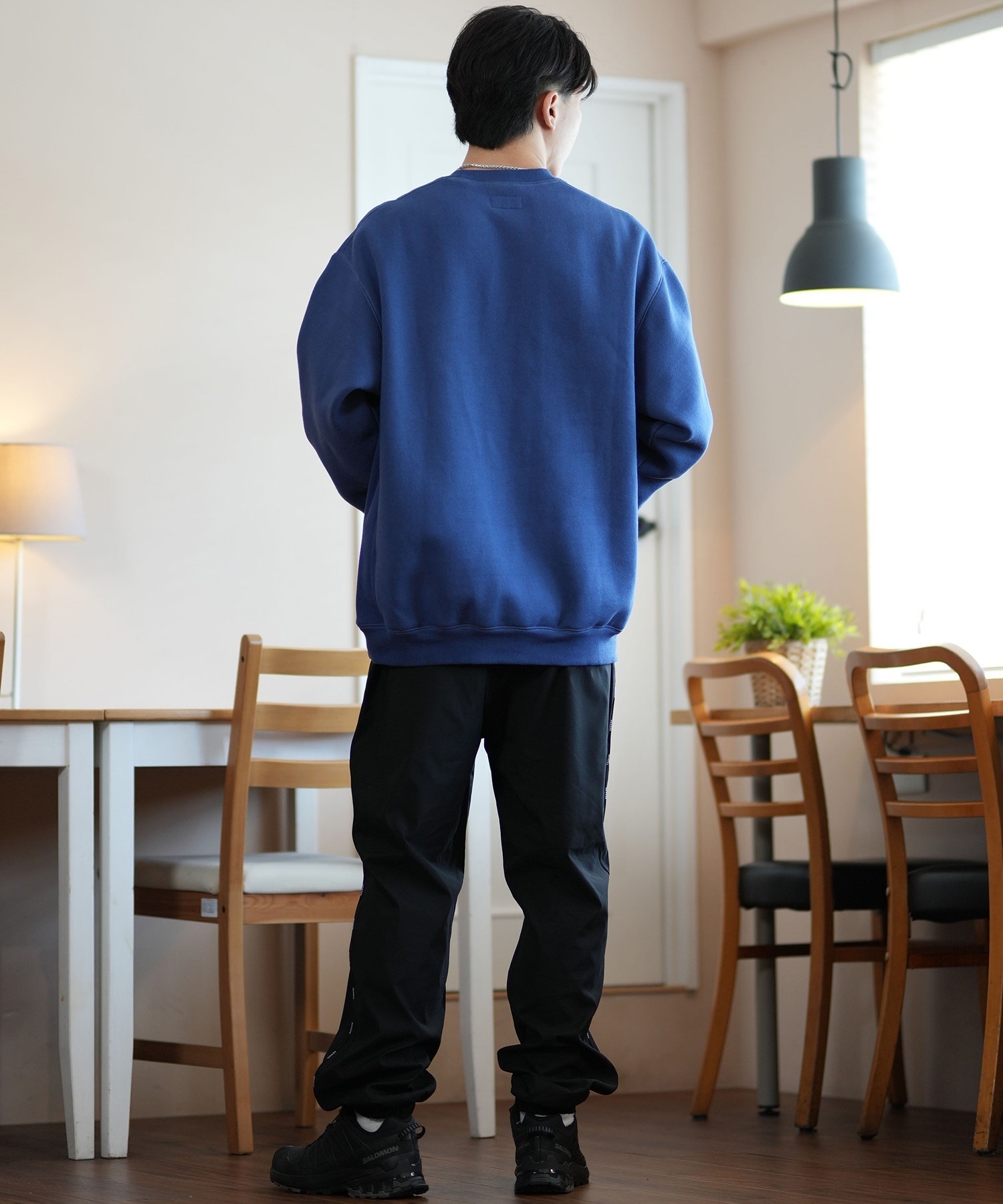 DEAR LAUREL ディアローレル トレーナー クルーネック メンズ スウェット ワンポイント ブラックレター 裏起毛 D24F1101(ASH-M)